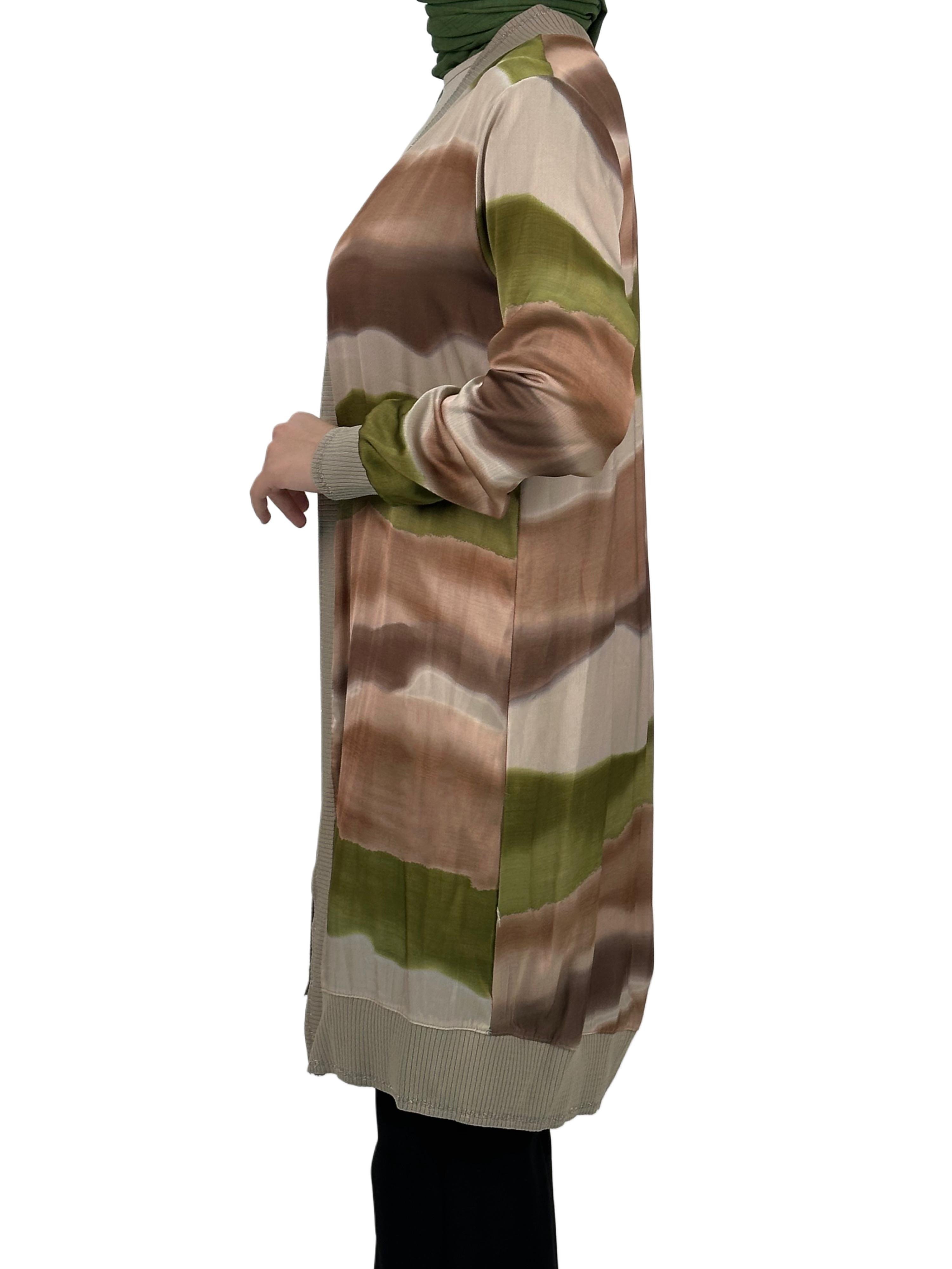 Büyük Beden Şifon Ceket Yeşil OTW446