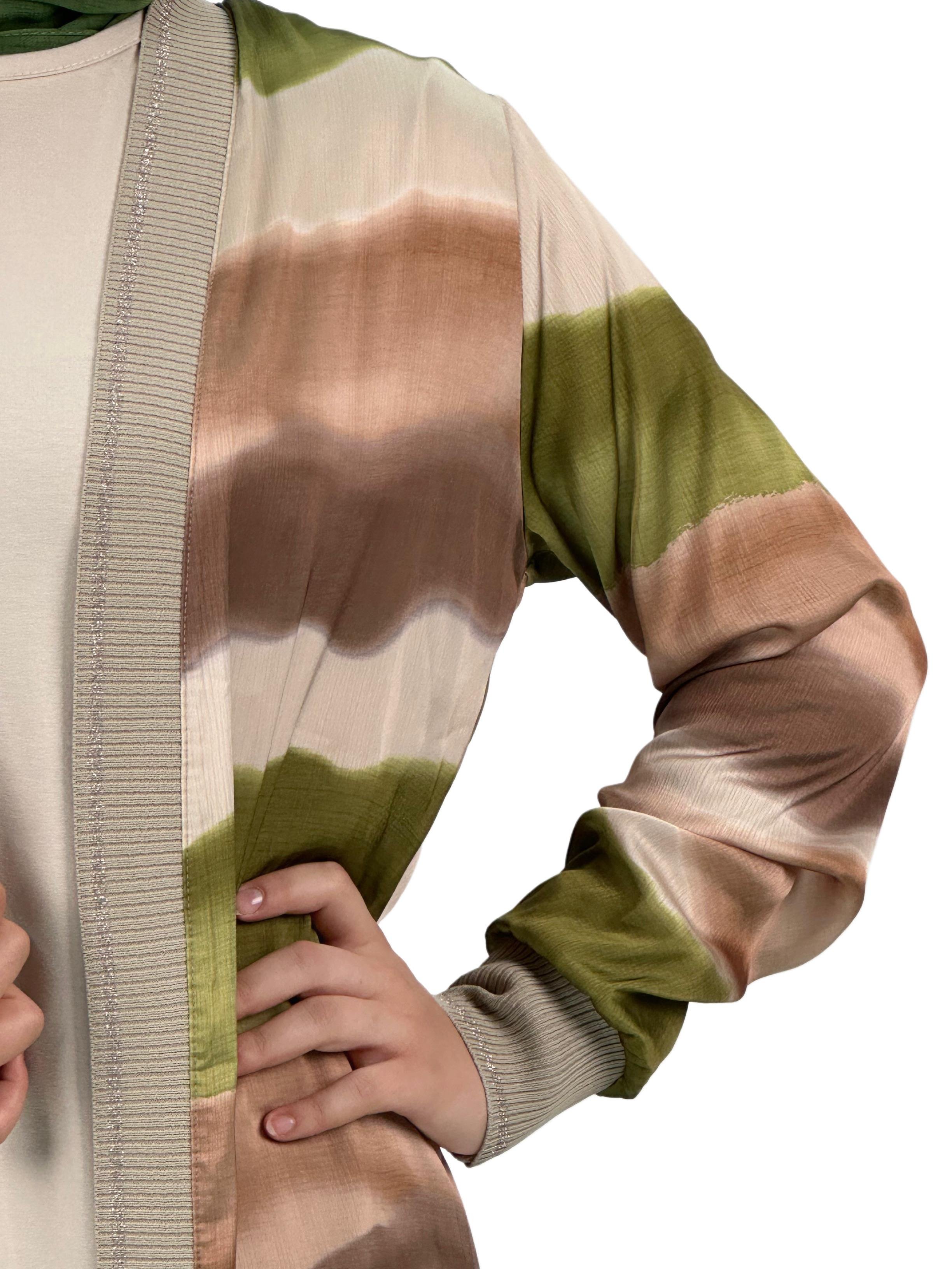 Büyük Beden Şifon Ceket Yeşil OTW446