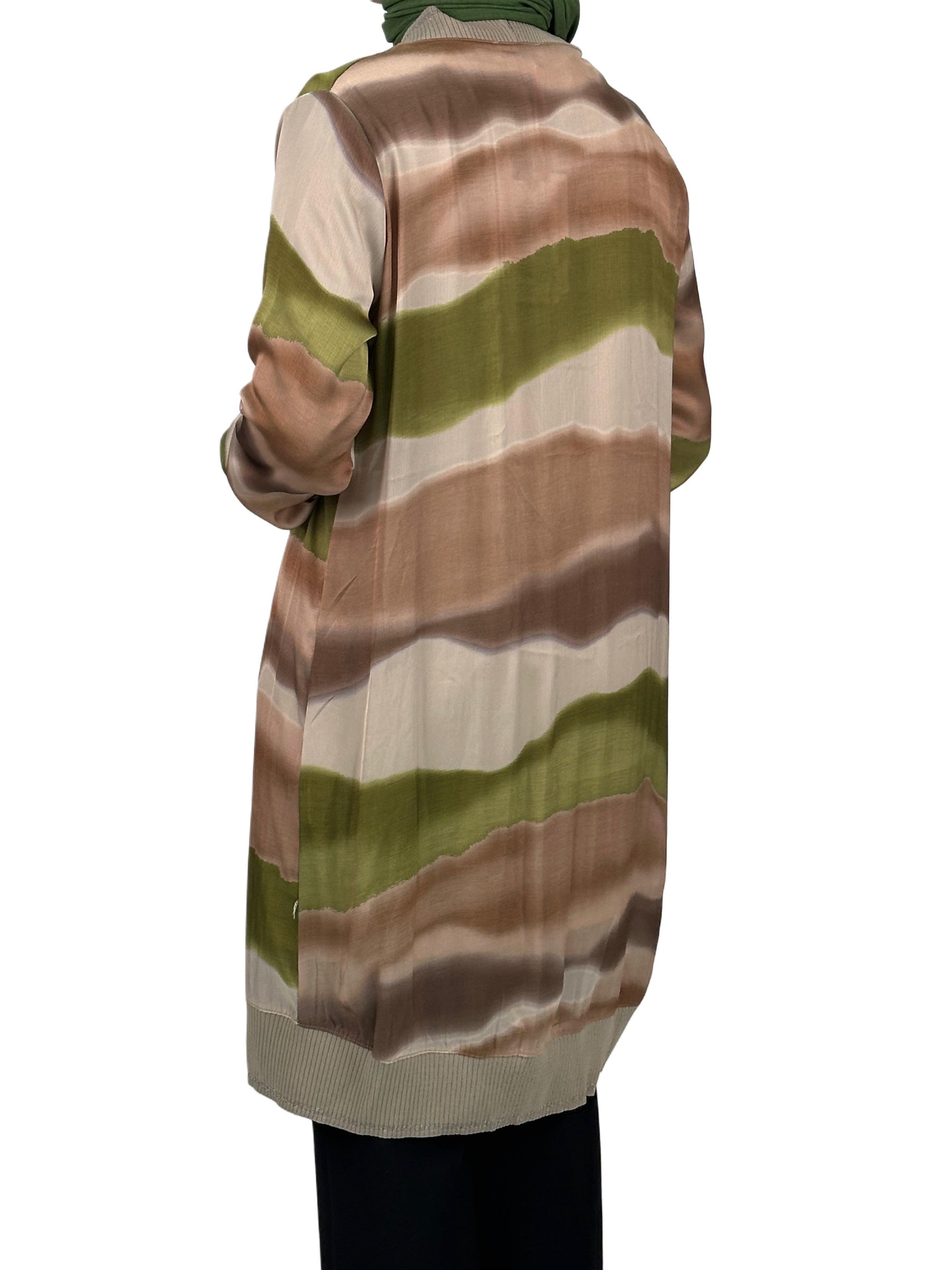 Büyük Beden Şifon Ceket Yeşil OTW446