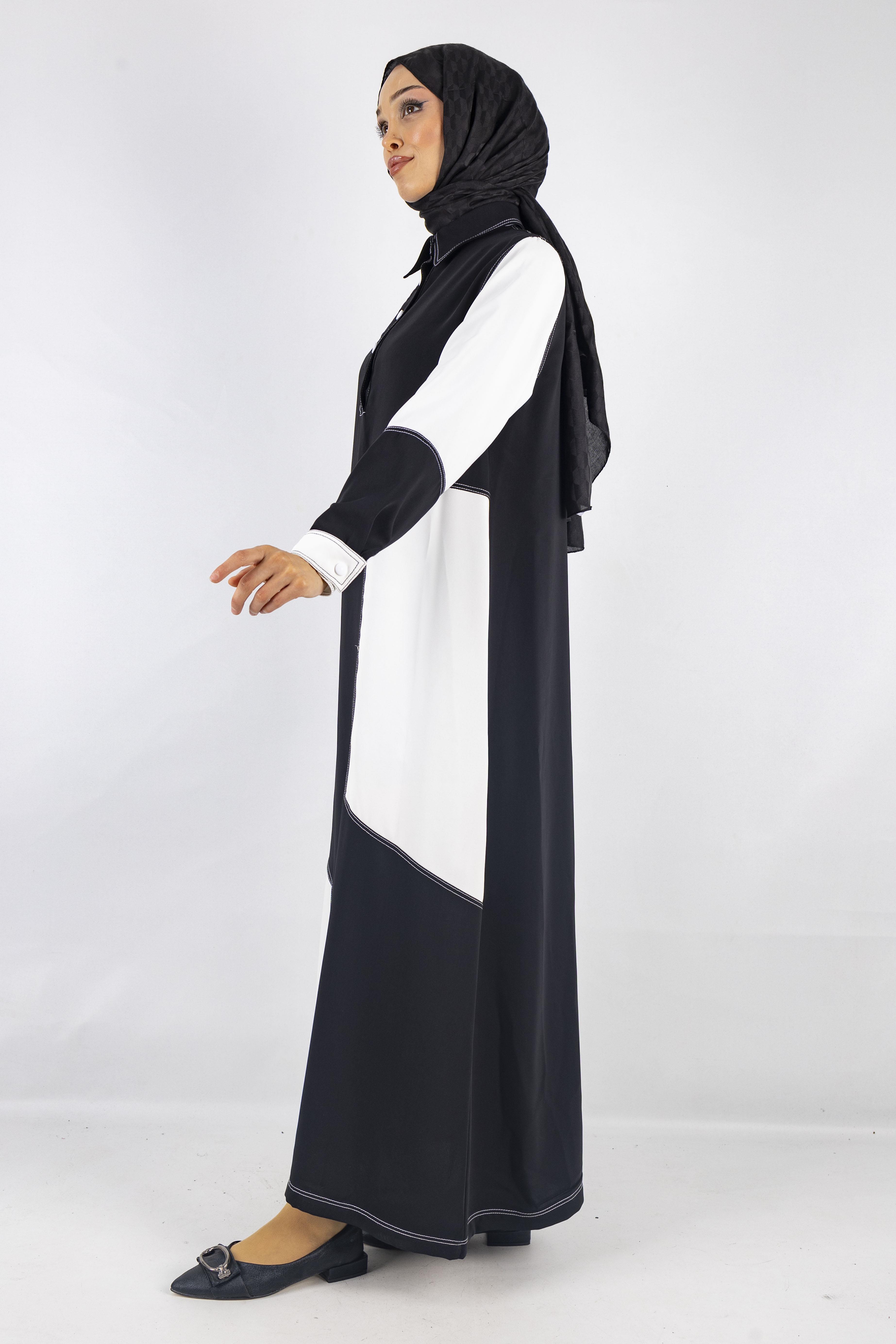 Büyük Beden Spor Elbise Siyah-Beyaz OTW2008