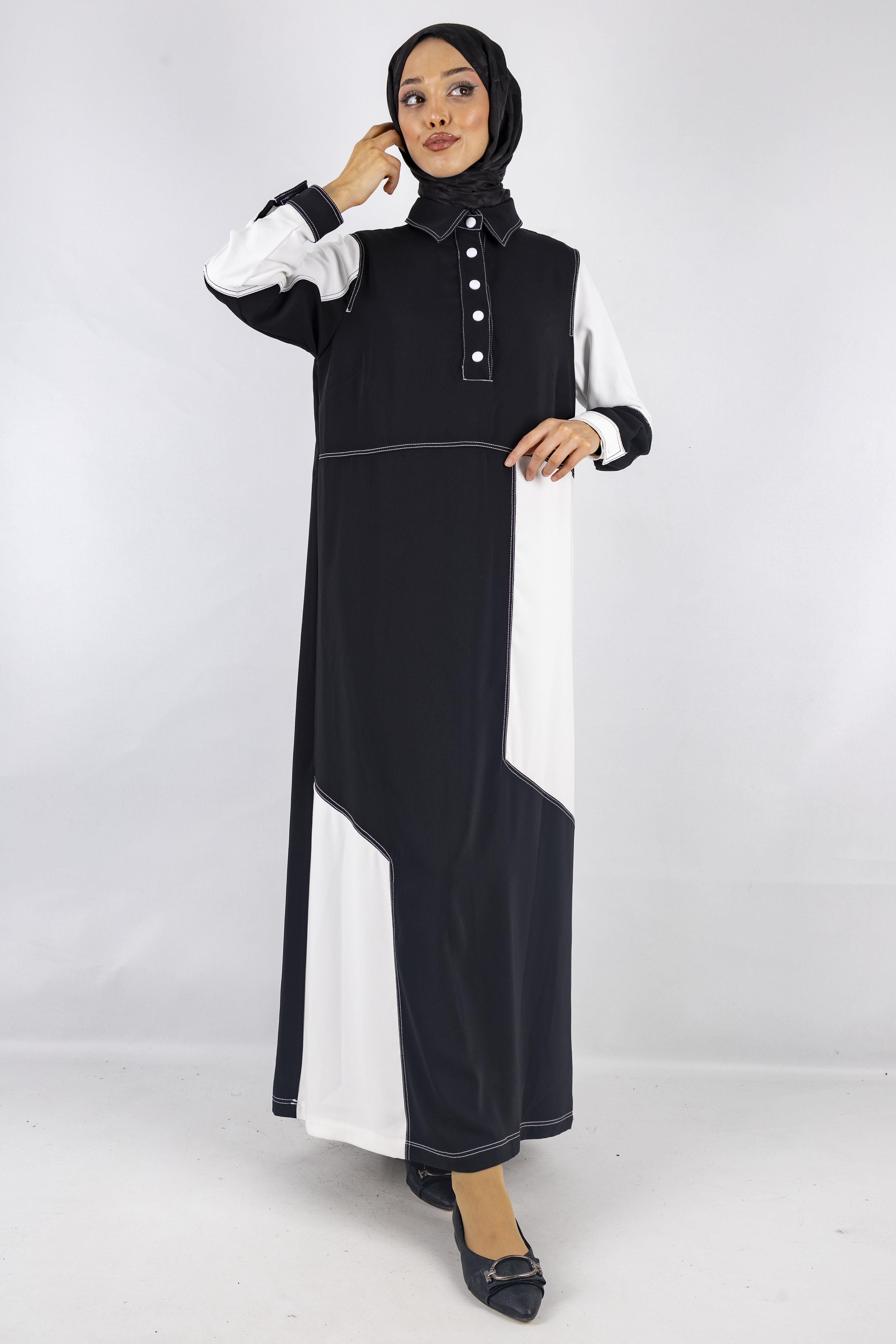 Büyük Beden Spor Elbise Siyah-Beyaz OTW2008