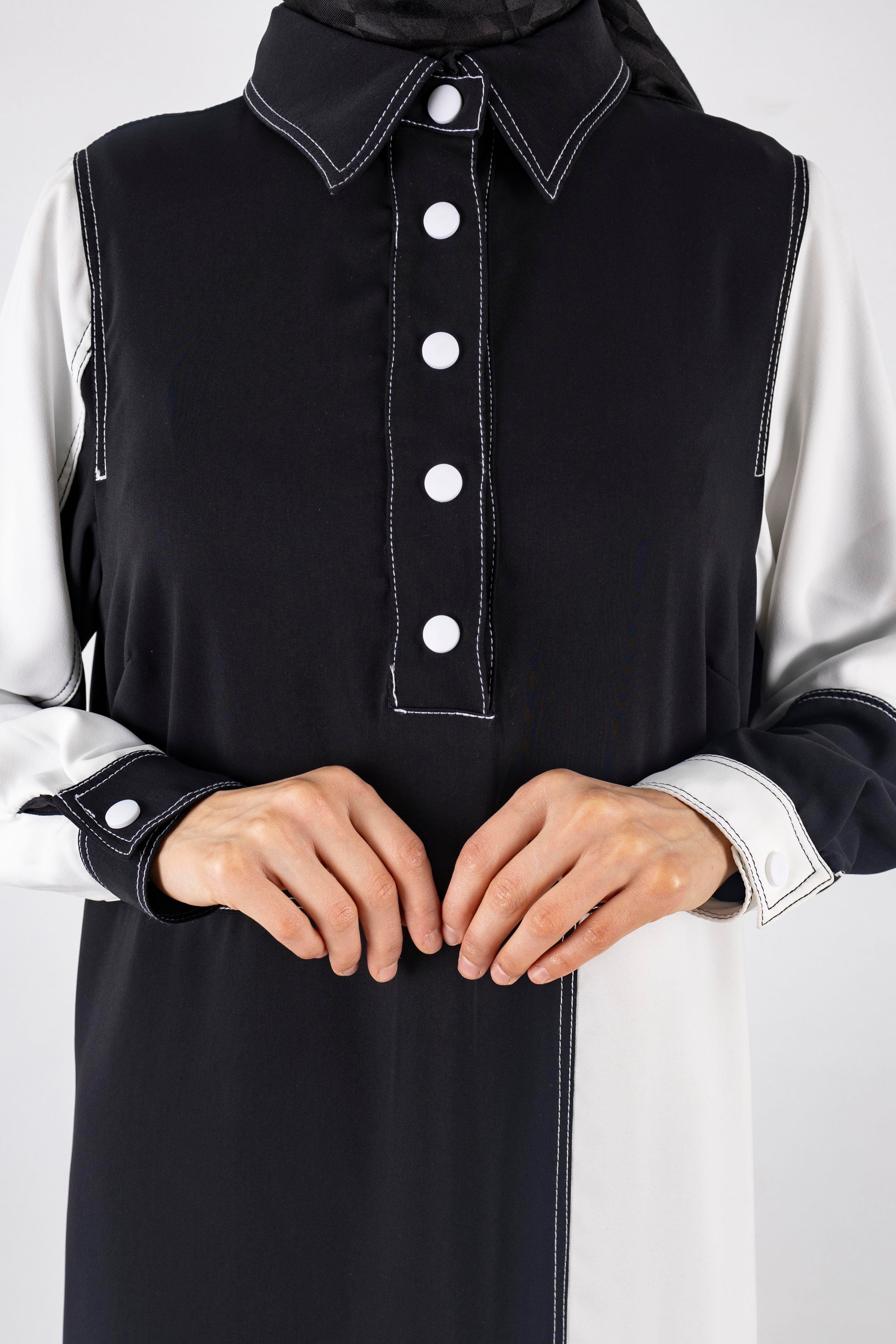 Büyük Beden Spor Elbise Siyah-Beyaz OTW2008