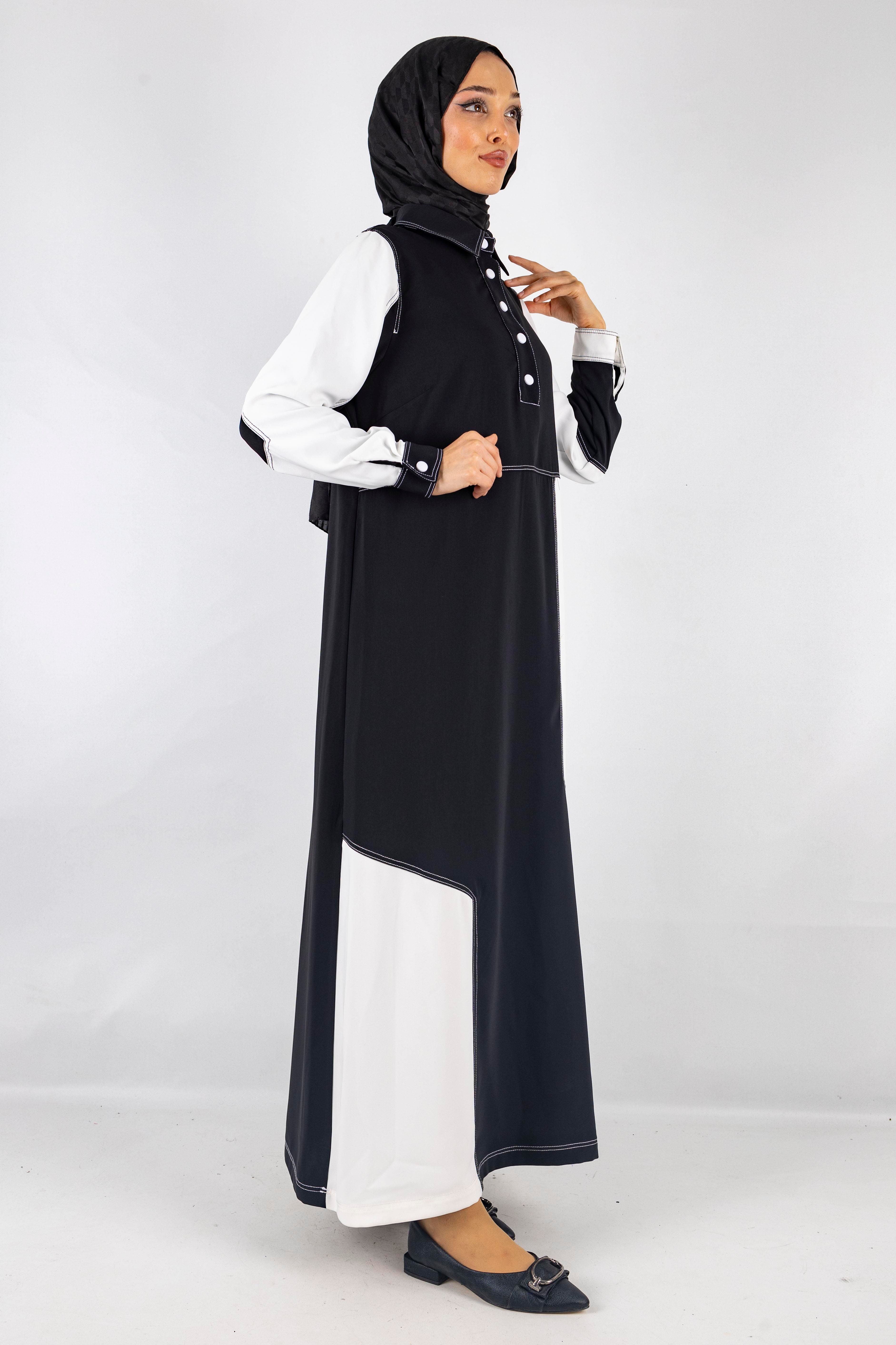 Büyük Beden Spor Elbise Siyah-Beyaz OTW2008