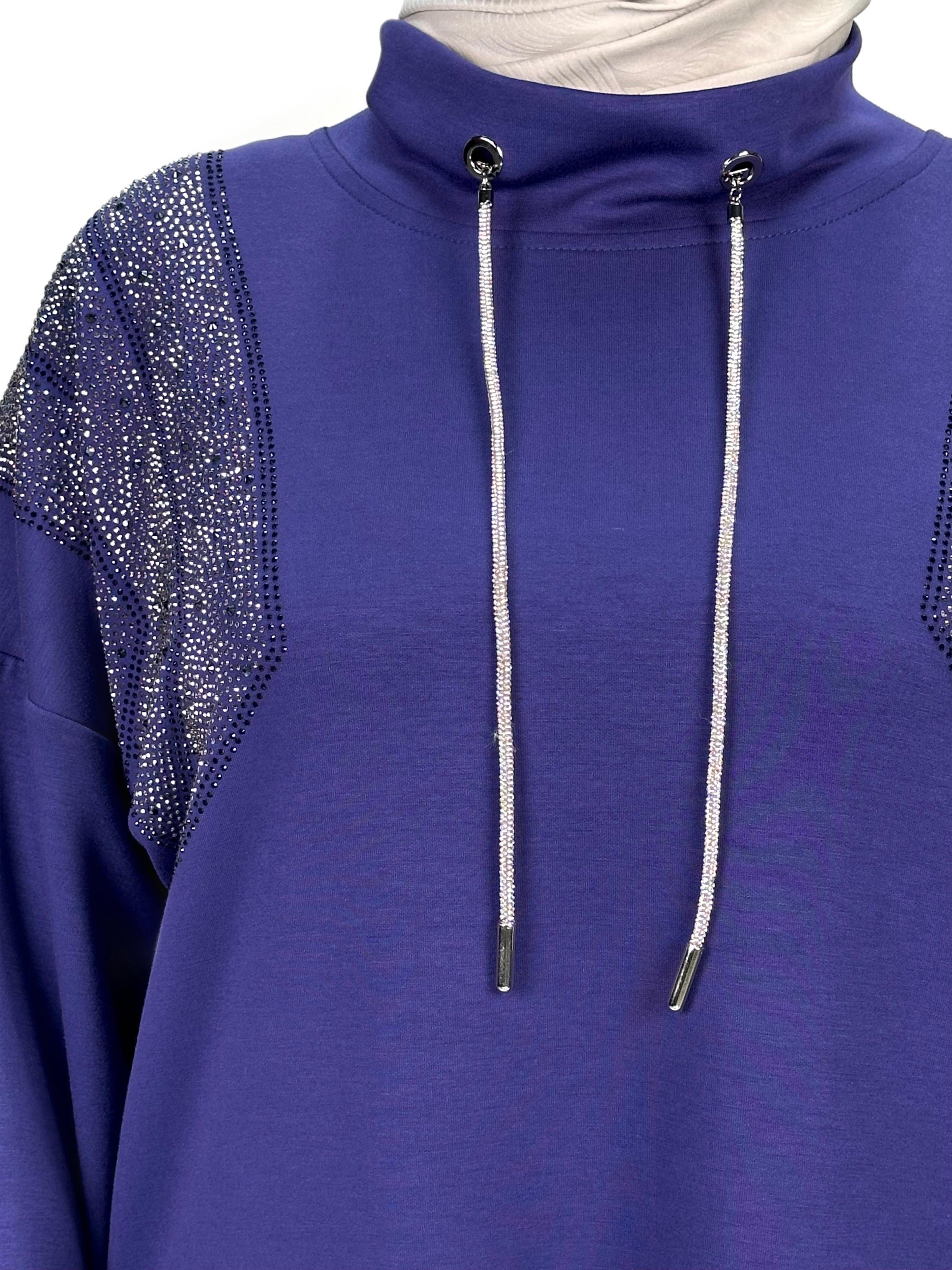 Büyük Beden Taşlı Tunik Mor OTW2116