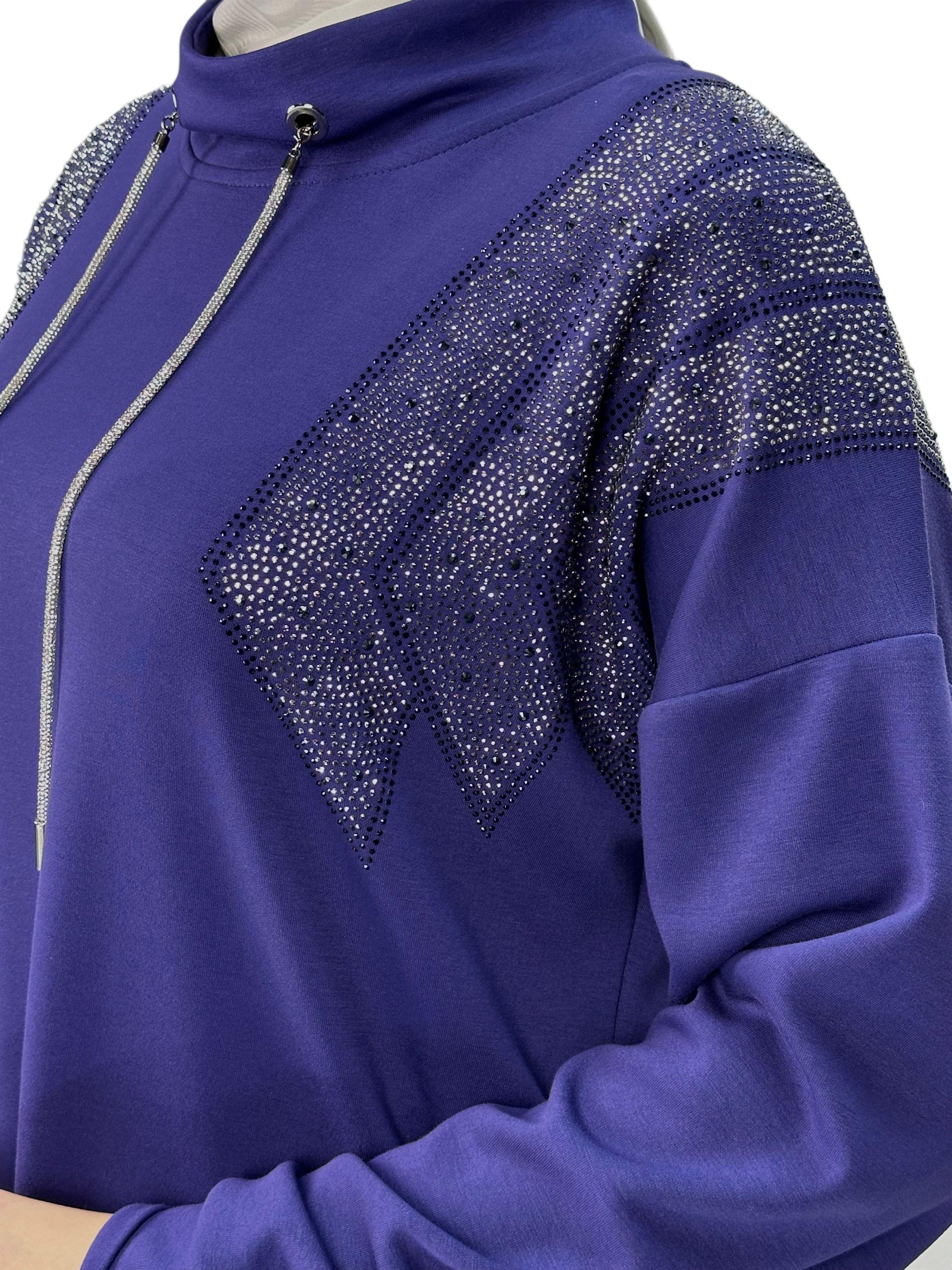 Büyük Beden Taşlı Tunik Mor OTW2116