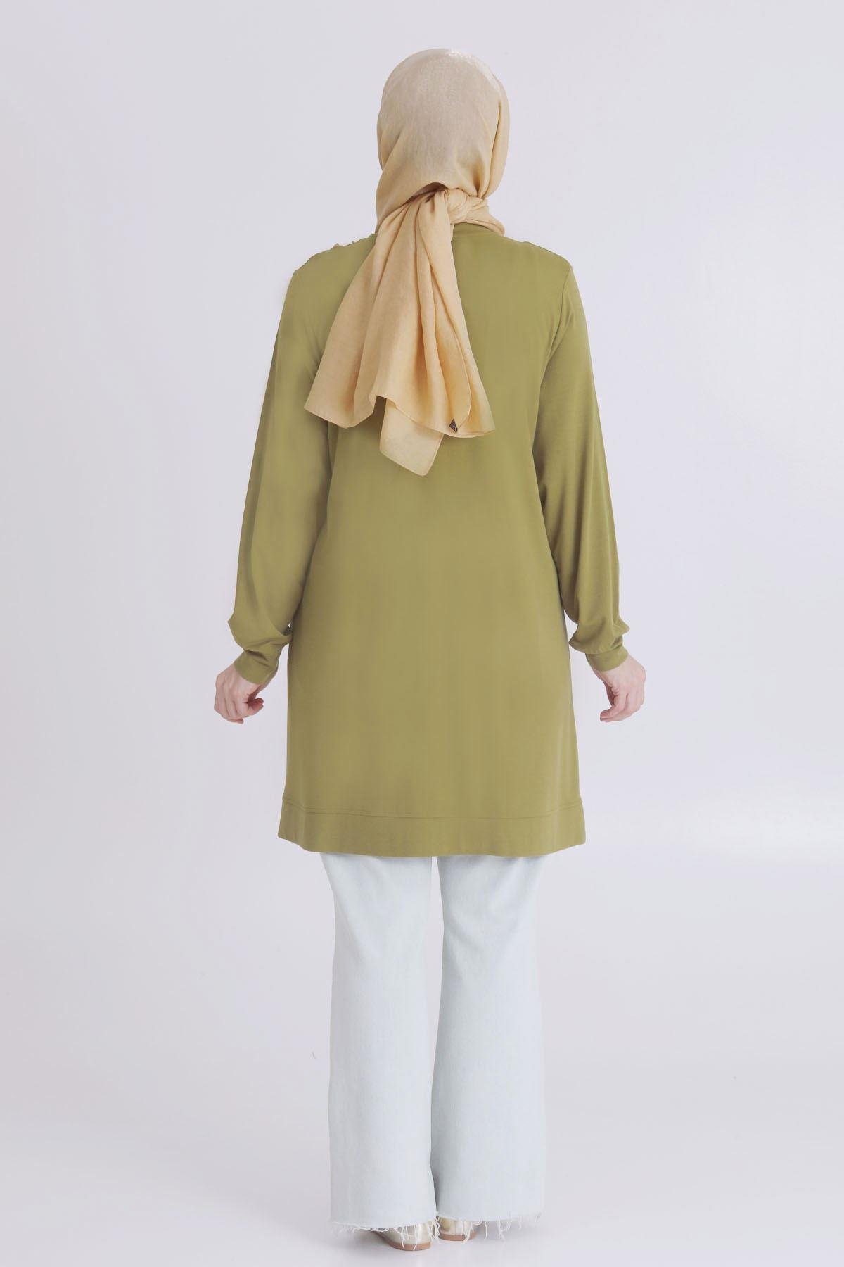 Büyük Beden Taşlı Tunik Olive OTW20114