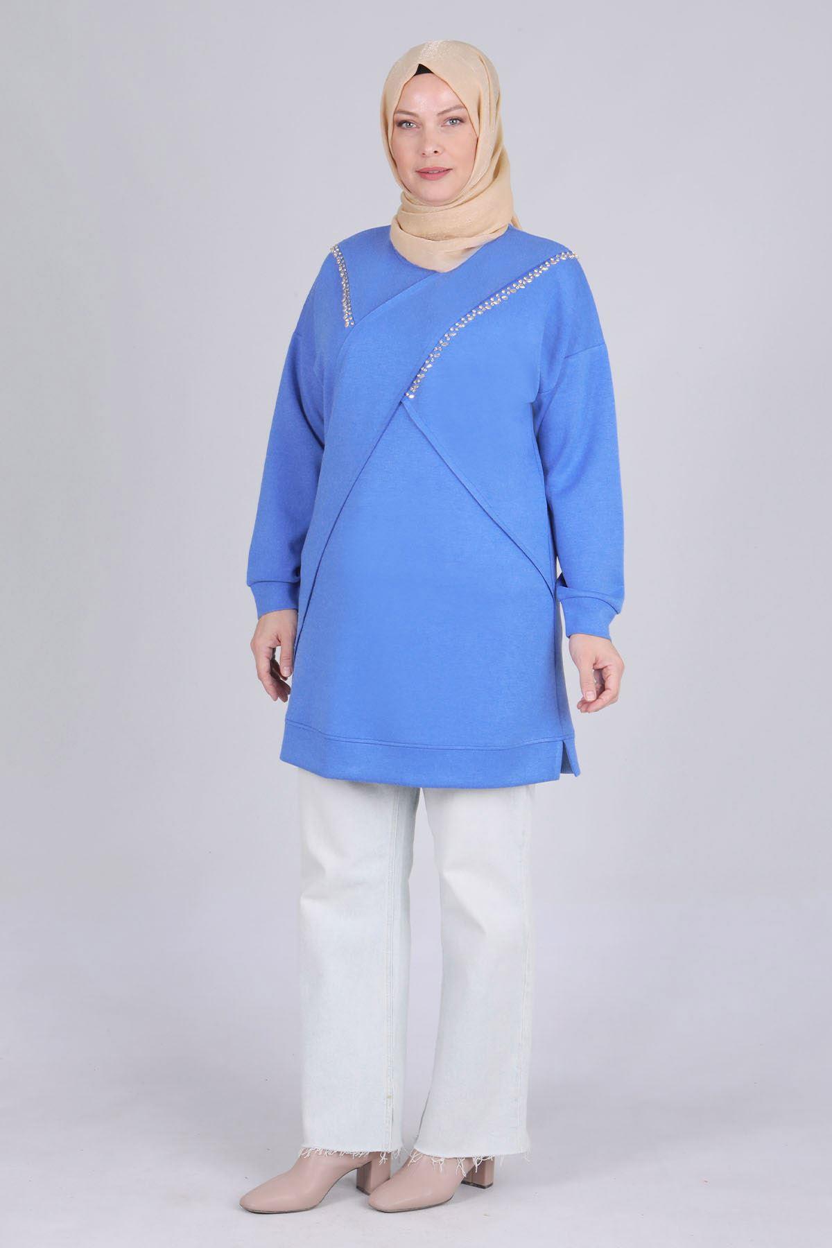 Büyük Beden Tunik Gök Mavi OTW20105