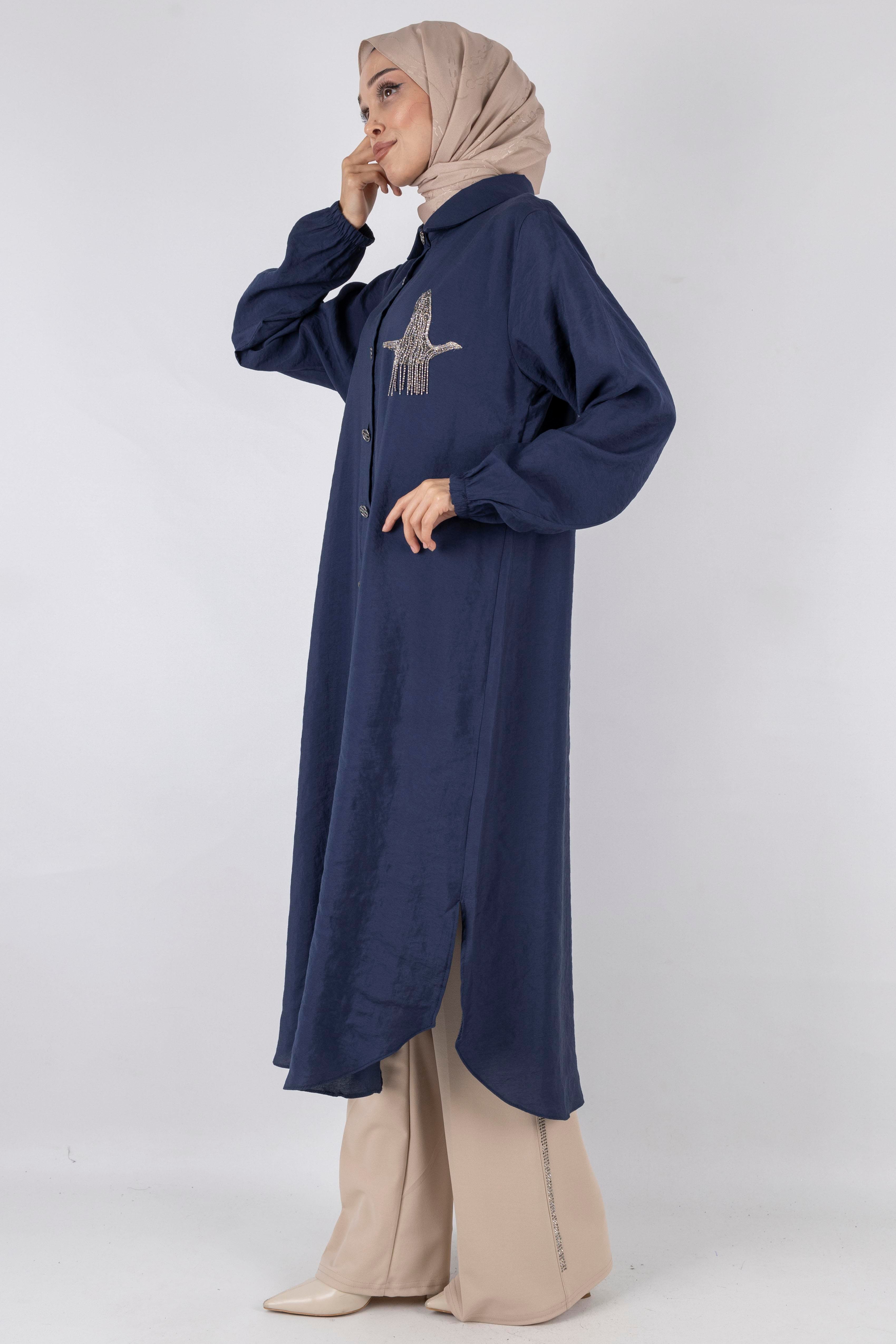 Büyük Beden Tunik İndigo OTW490