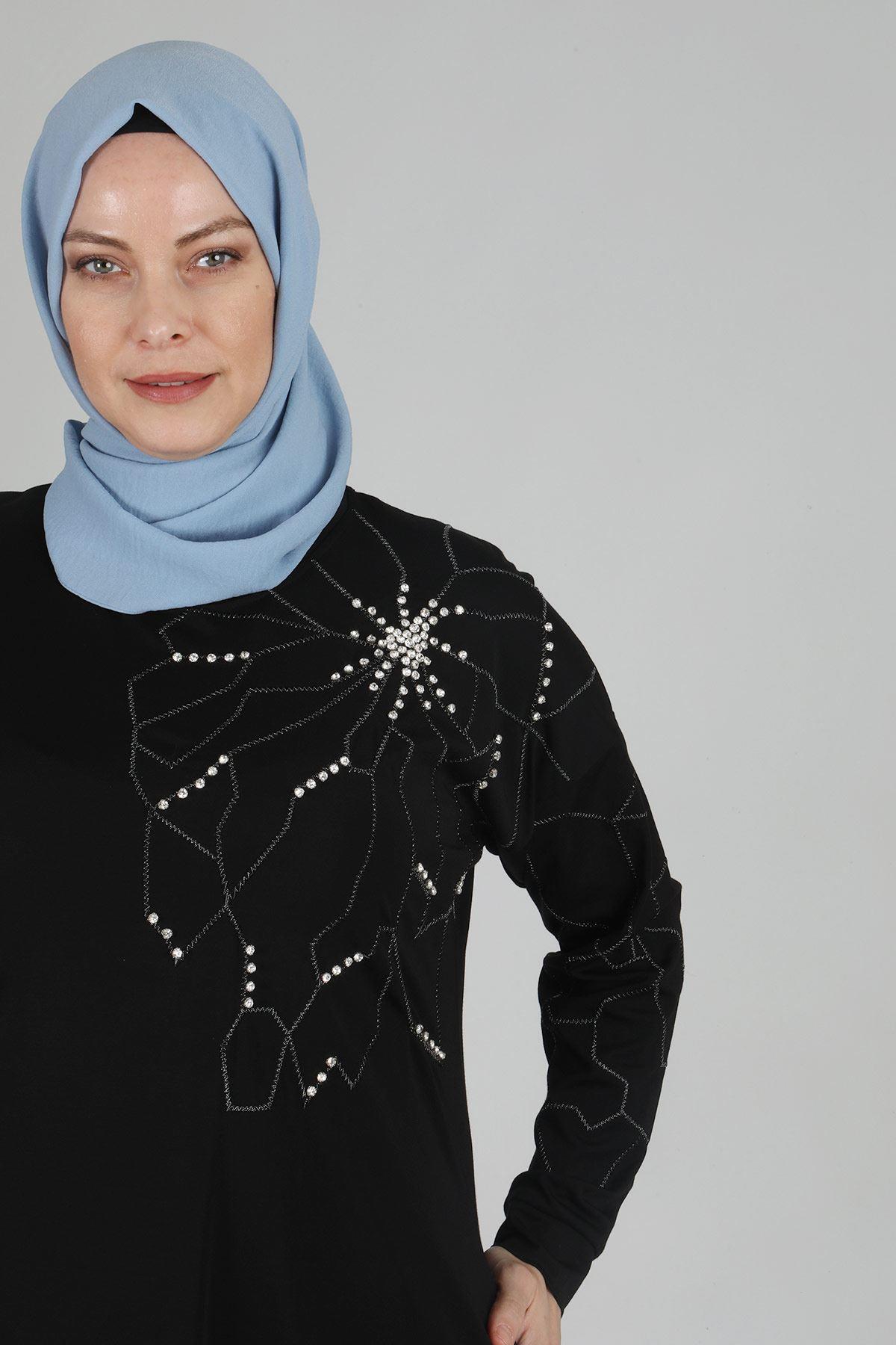 Büyük Beden Tunik Siyah OTW20098