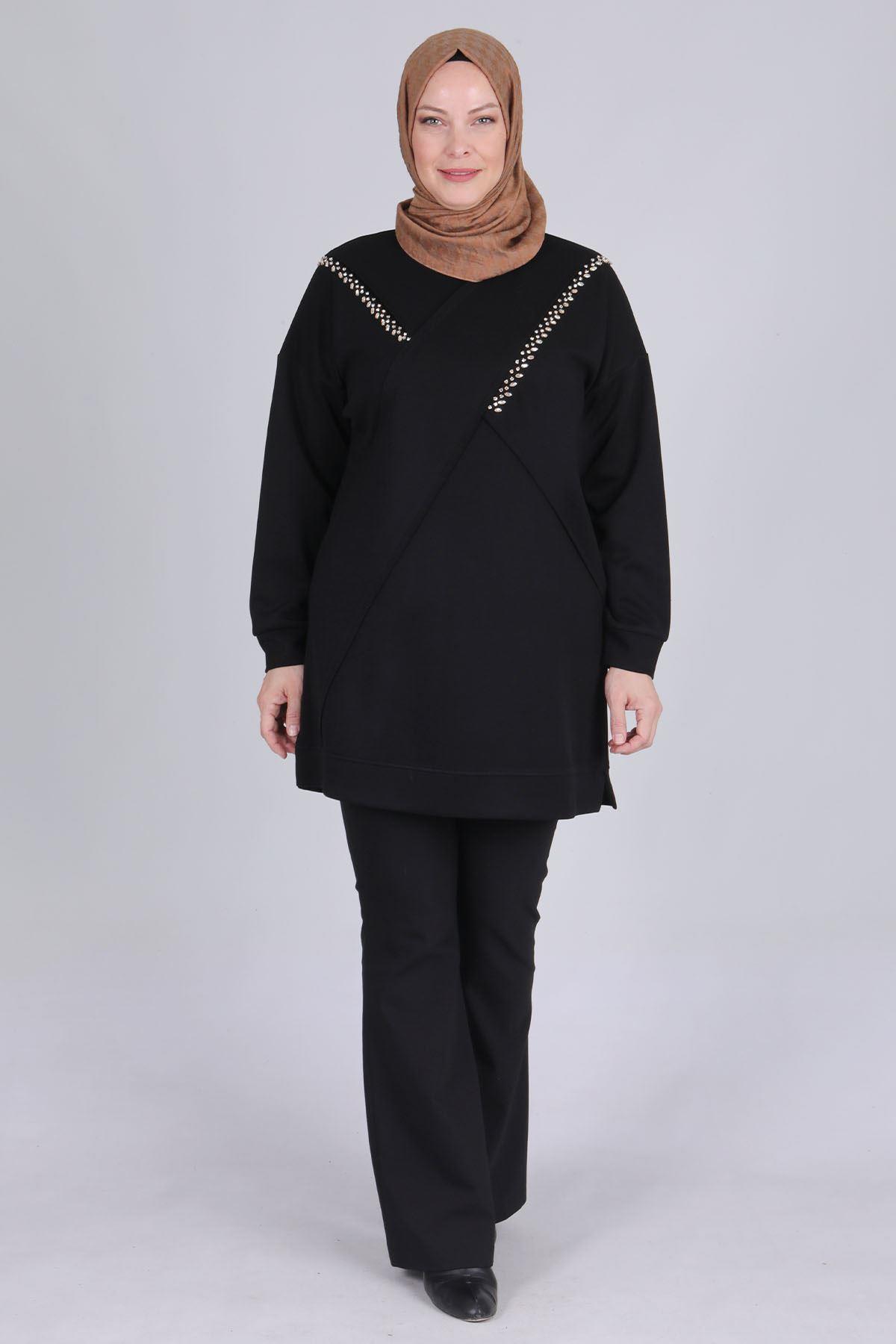 Büyük Beden Tunik Siyah OTW20105