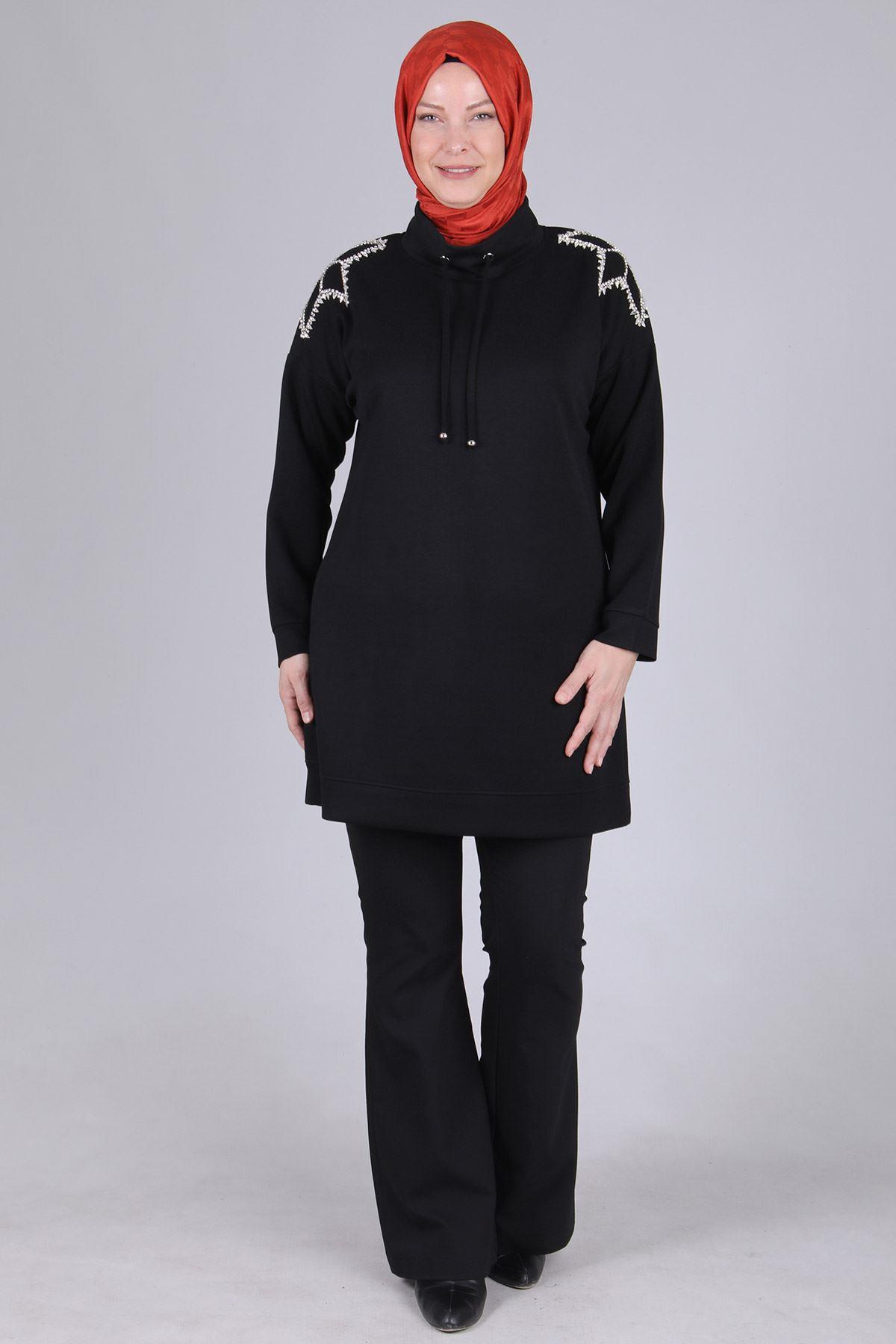 Büyük Beden Tunik Siyah OTW20107
