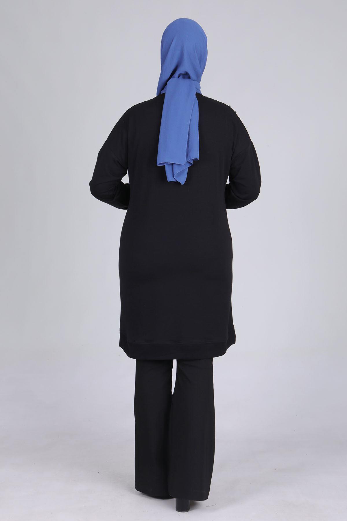 Büyük Beden Tunik Siyah OTW2044