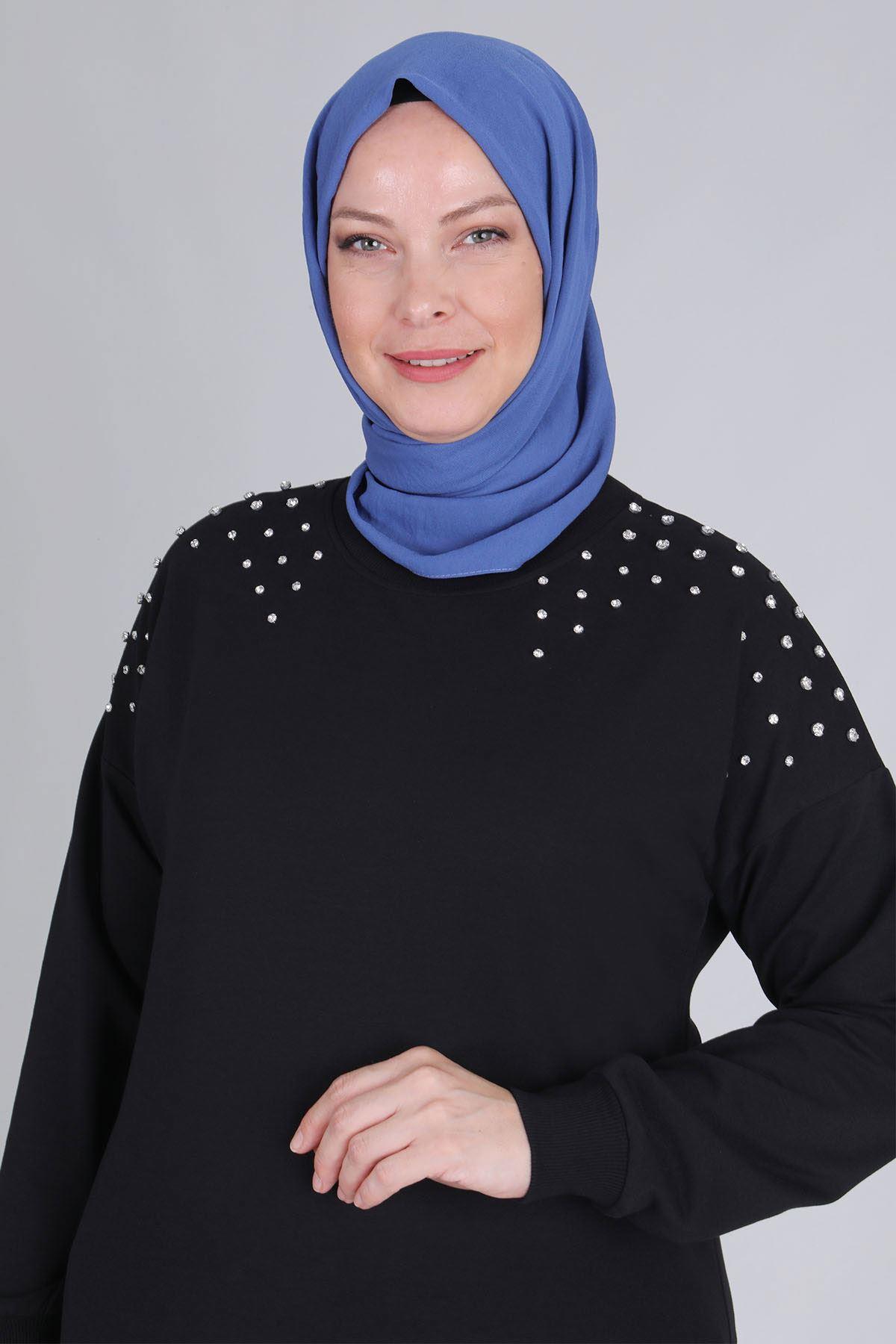 Büyük Beden Tunik Siyah OTW2044