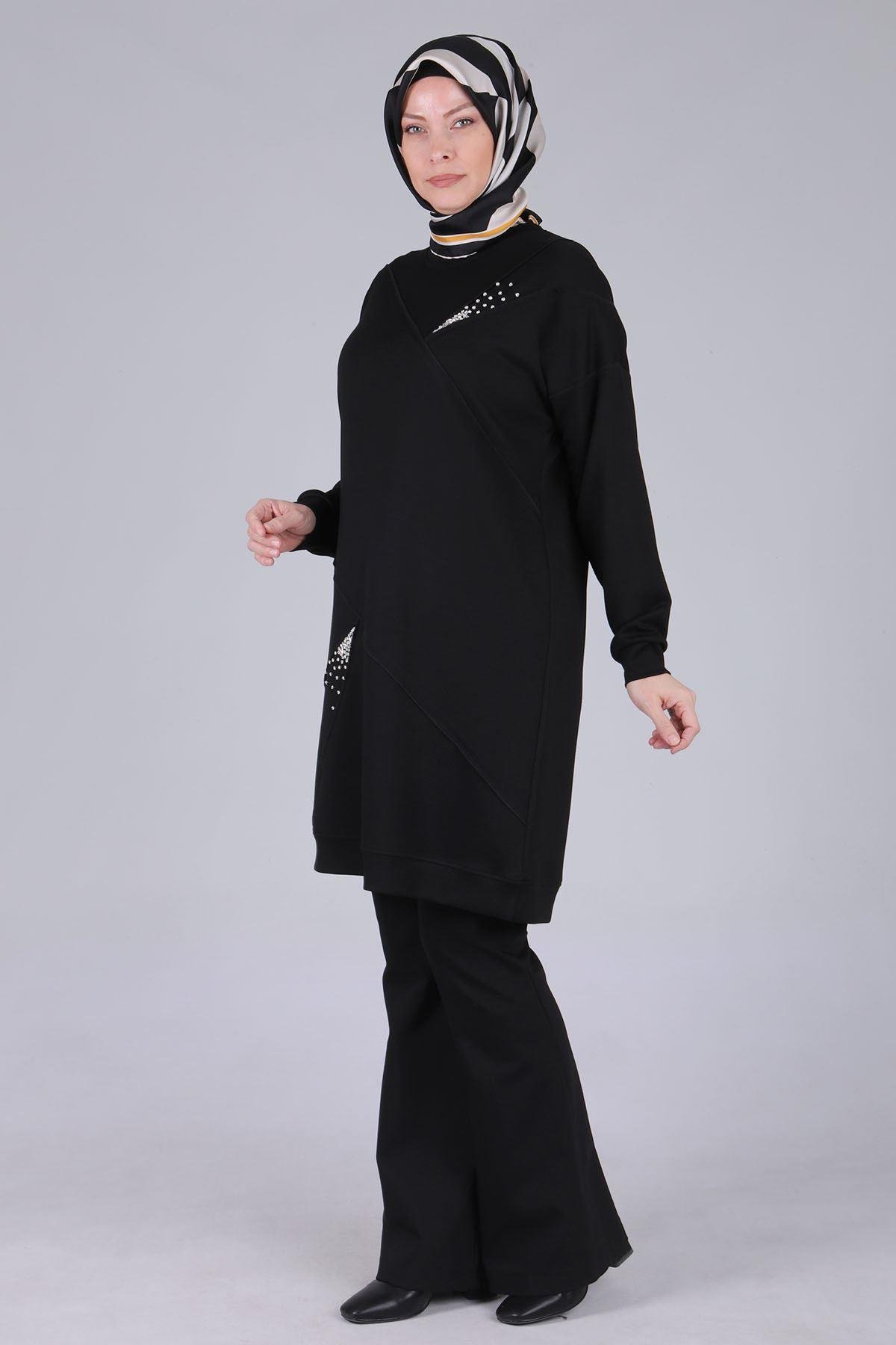 Büyük Beden Tunik Siyah OTW2050