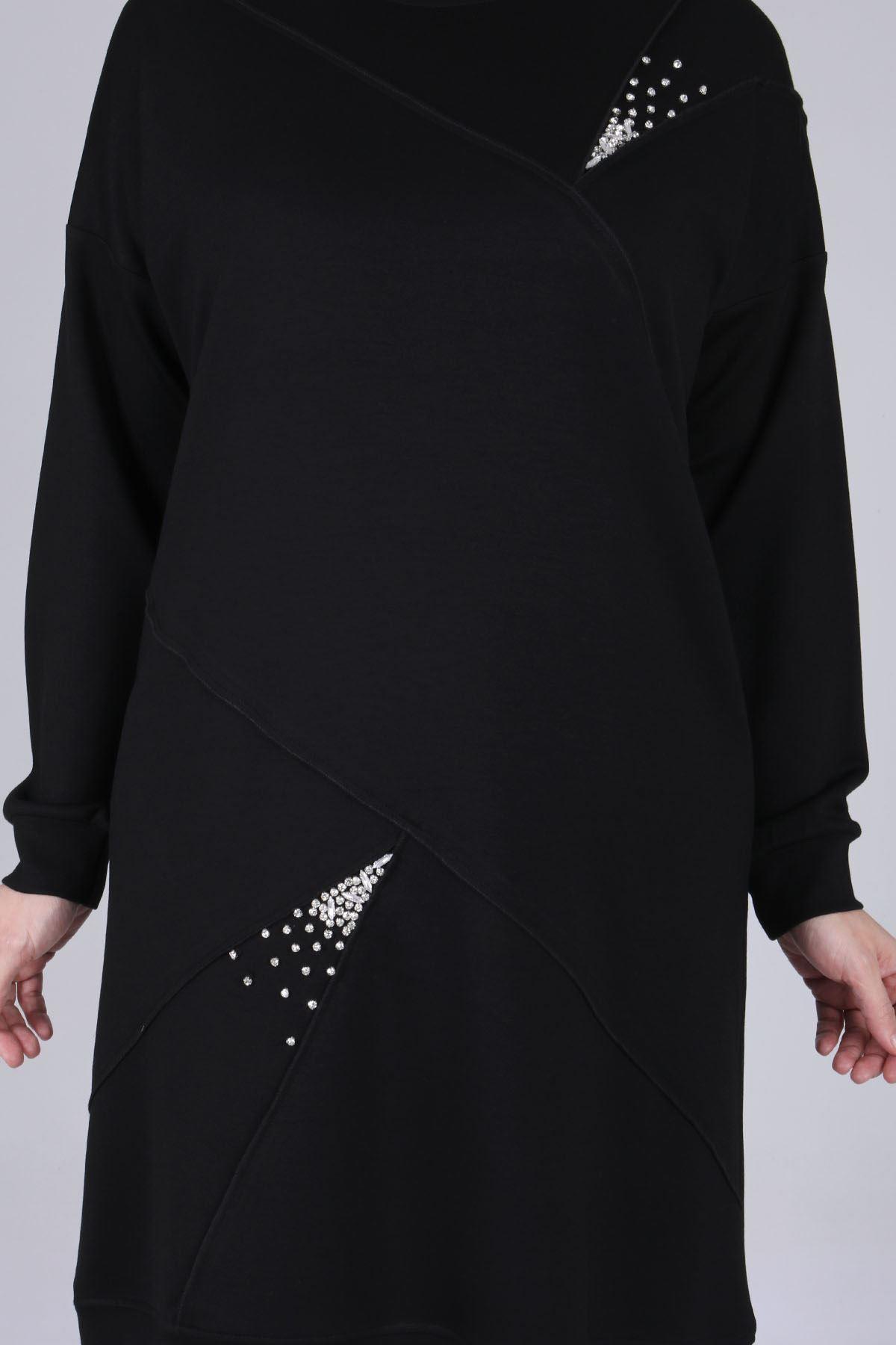 Büyük Beden Tunik Siyah OTW2050