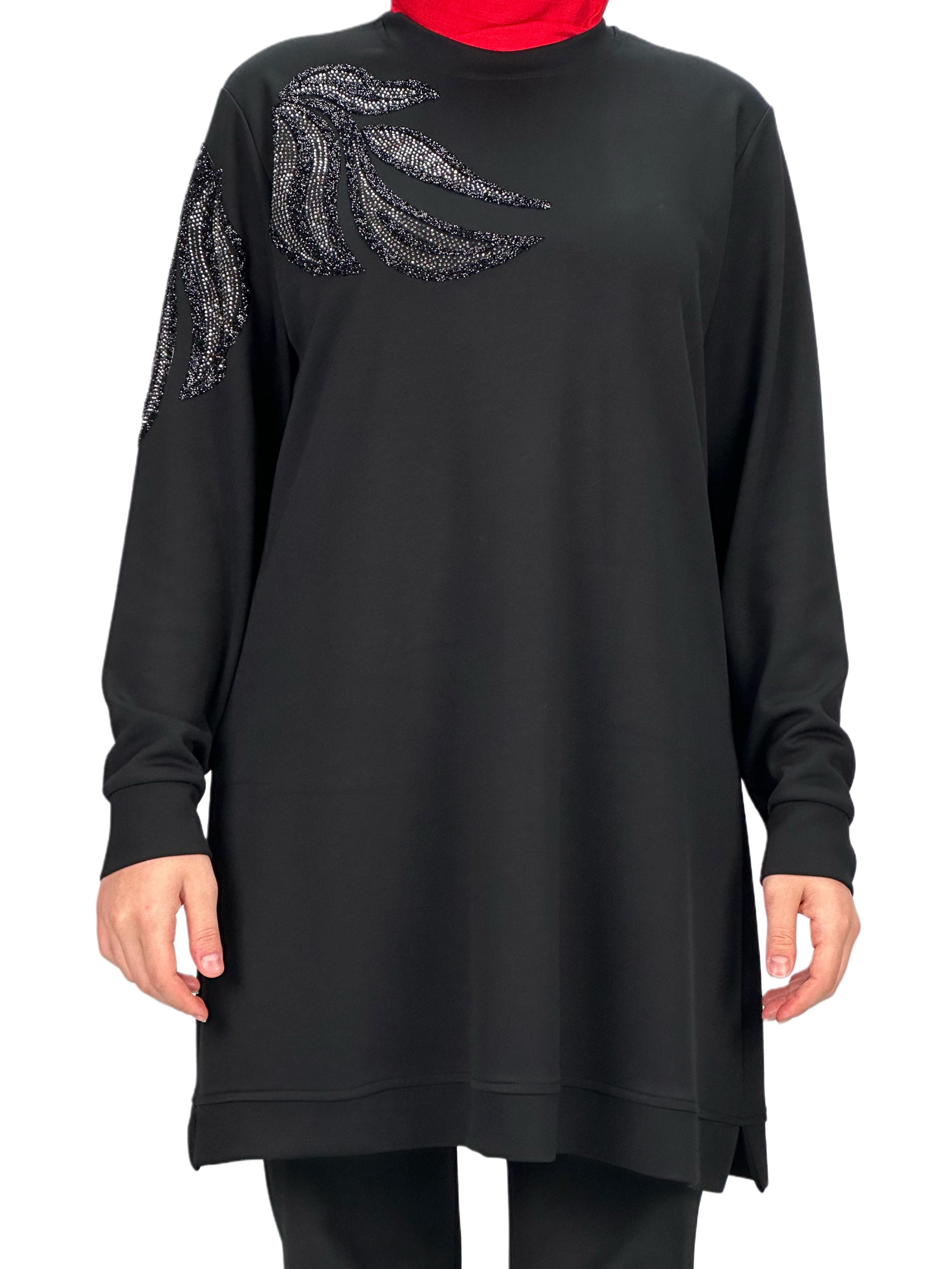 Büyük Beden Tunik Siyah OTW2117