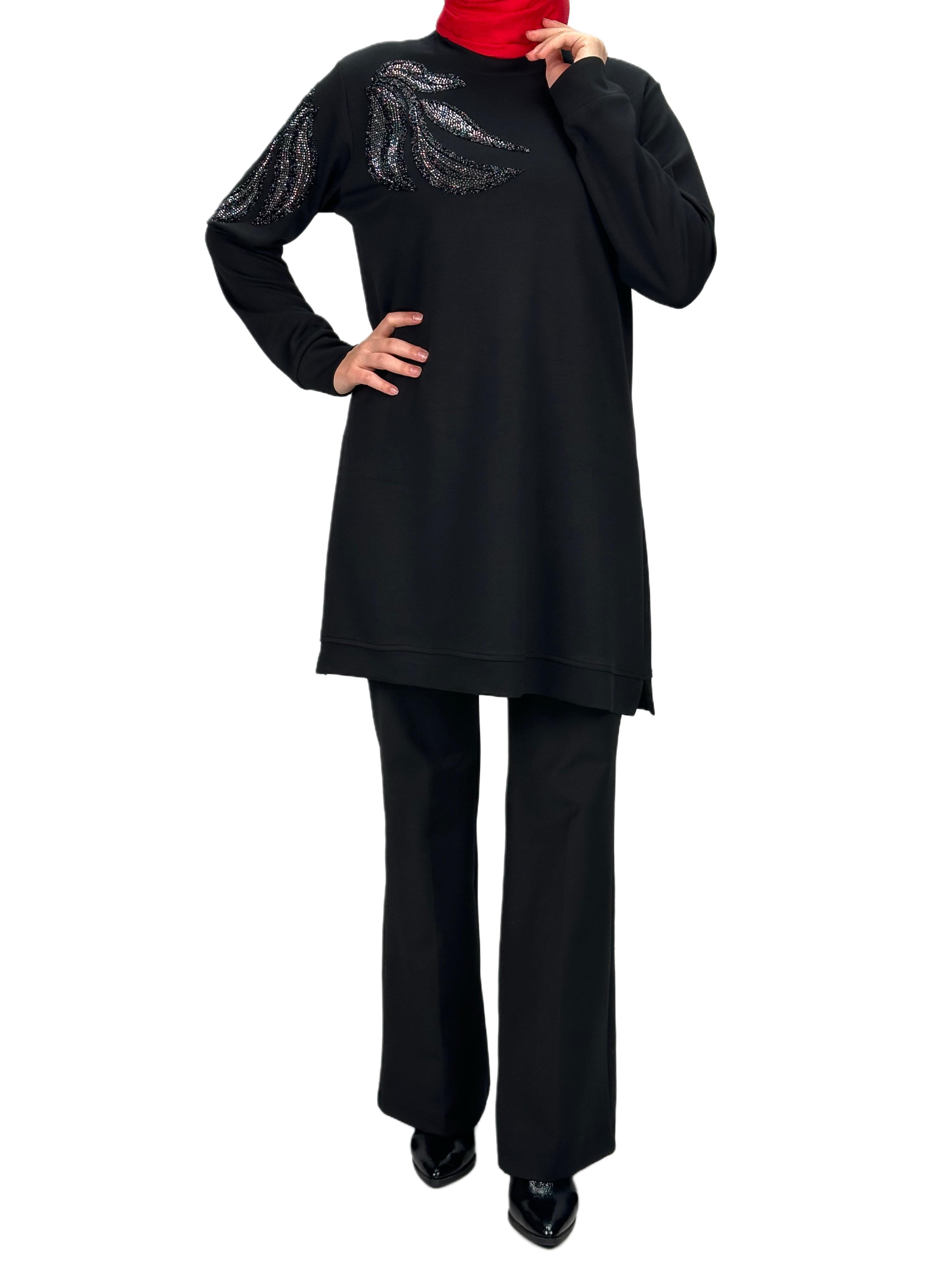 Büyük Beden Tunik Siyah OTW2117