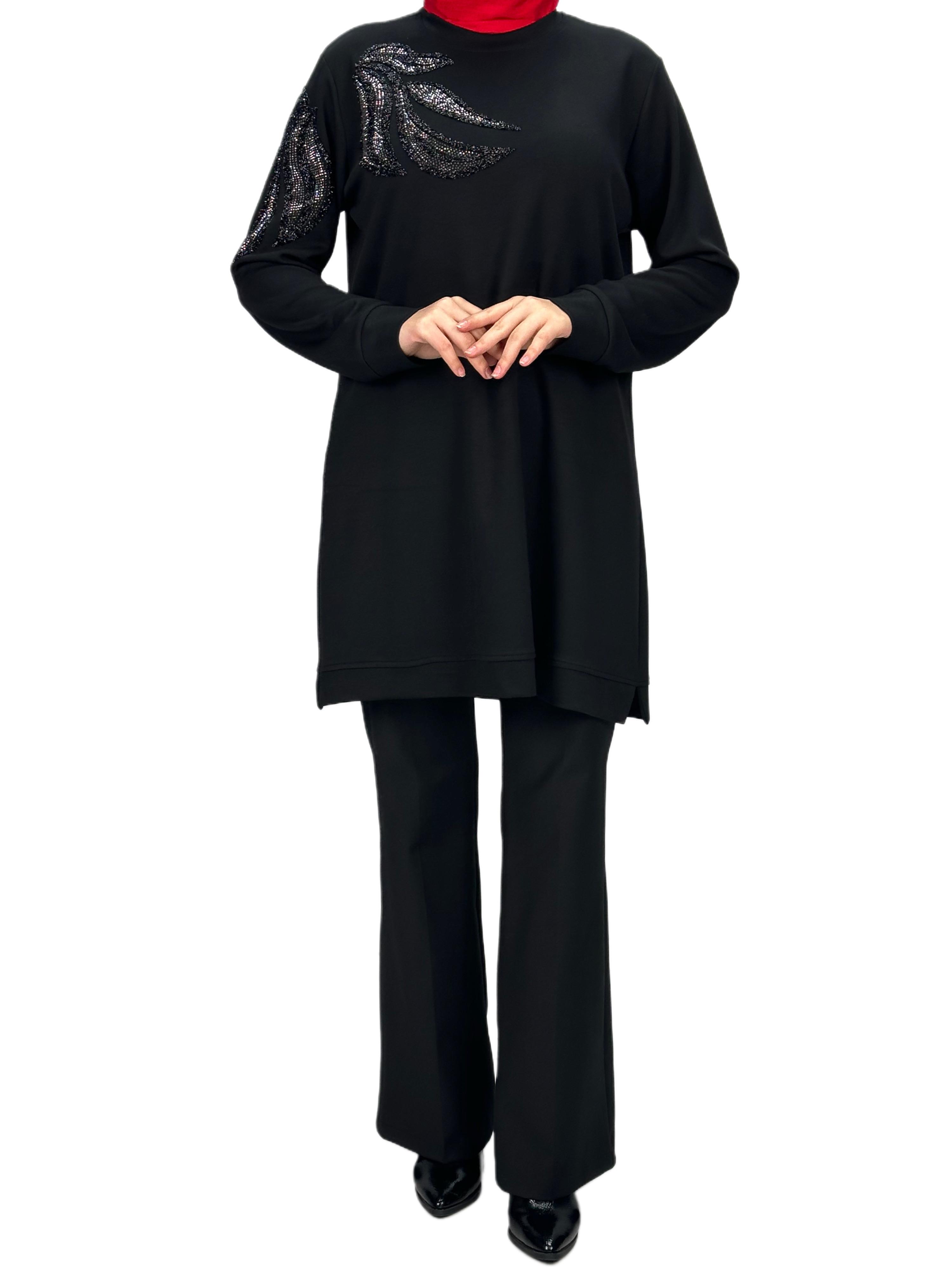 Büyük Beden Tunik Siyah OTW2117