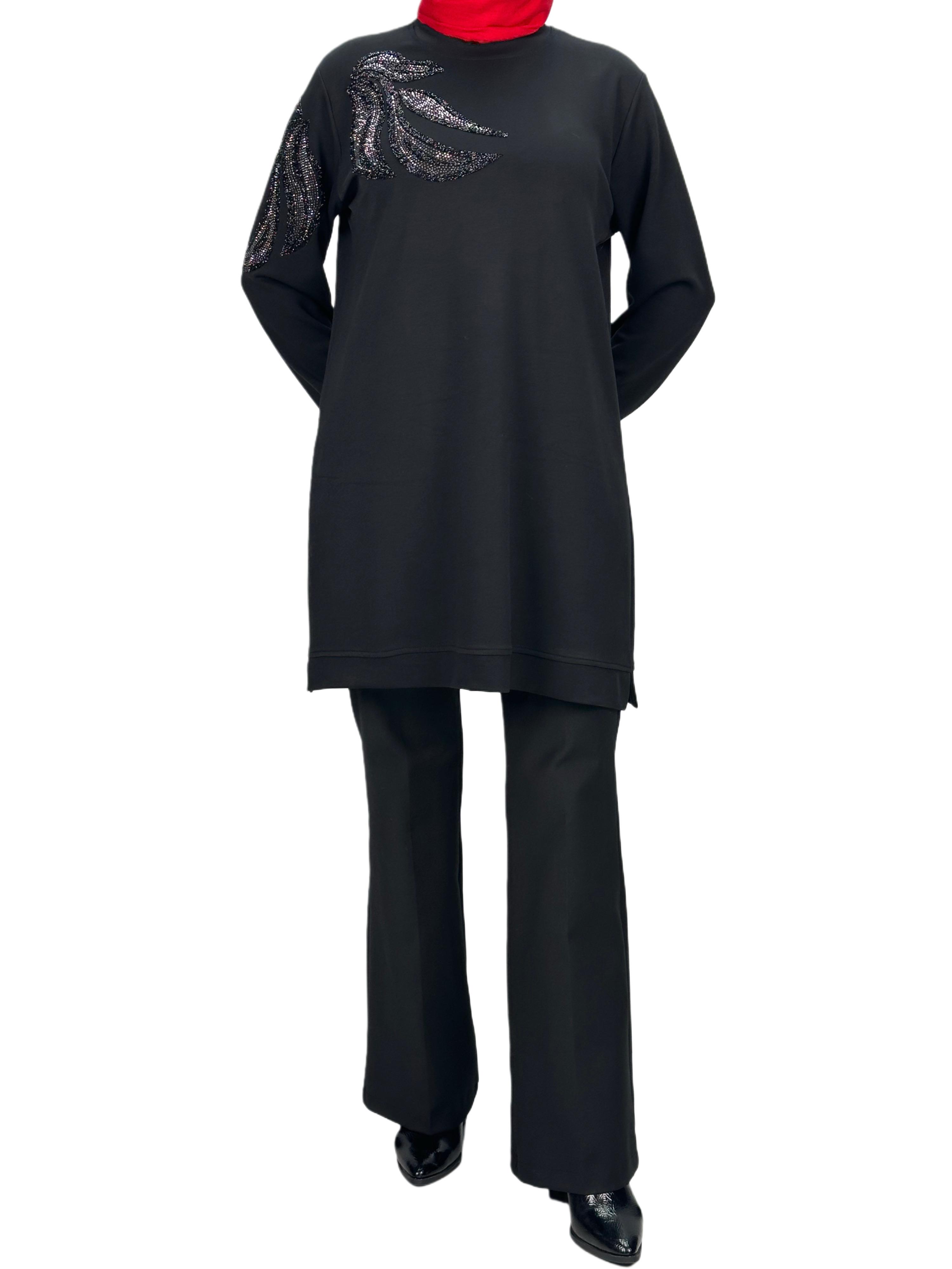 Büyük Beden Tunik Siyah OTW2117