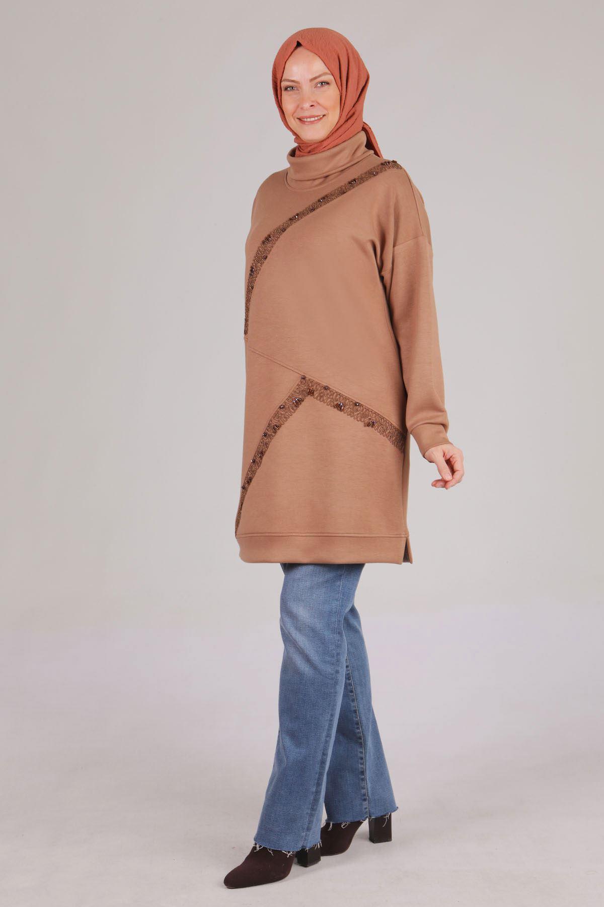 Büyük Beden Tunik Sütlü Kahve OTW20110