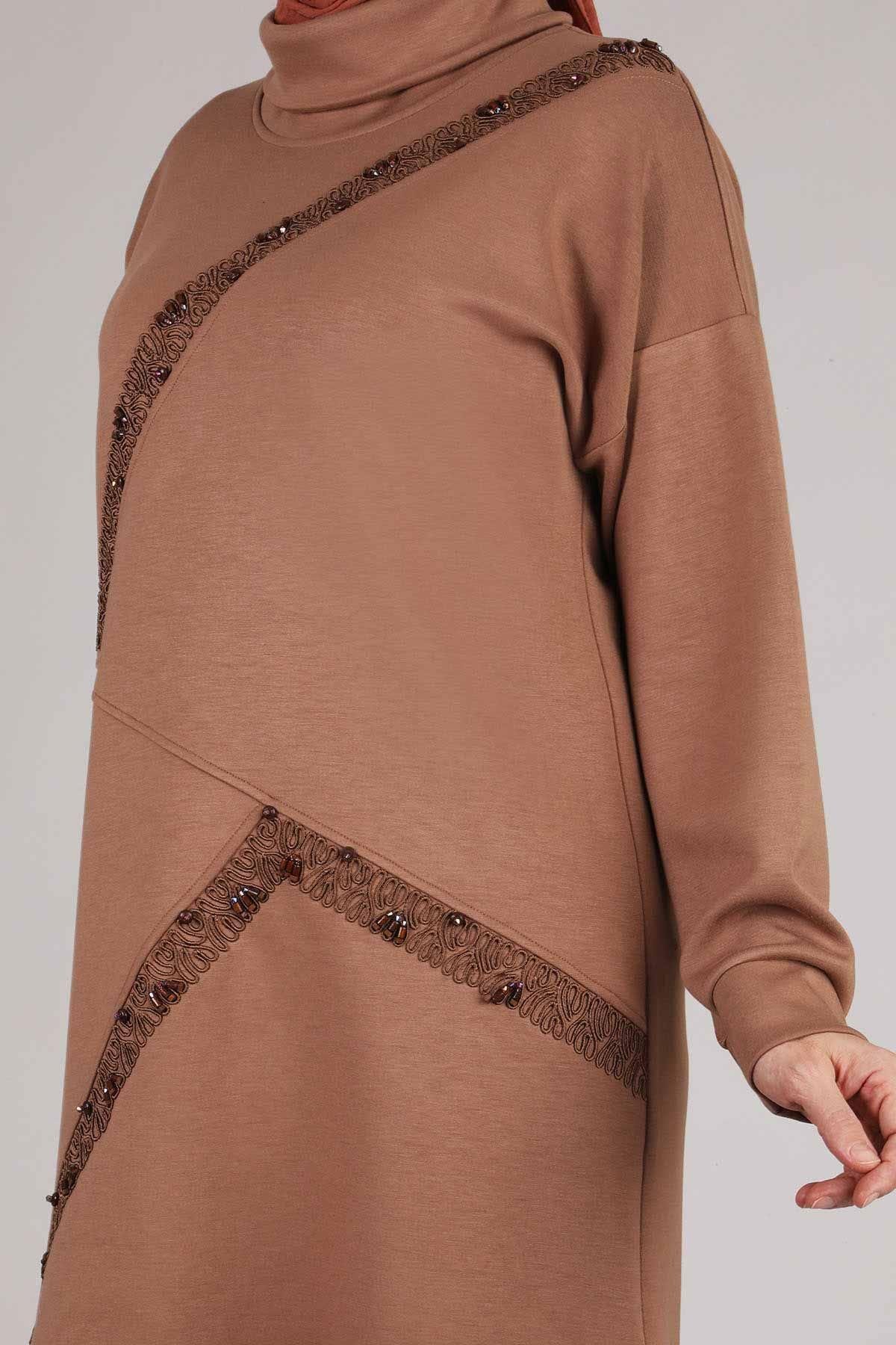 Büyük Beden Tunik Sütlü Kahve OTW20110