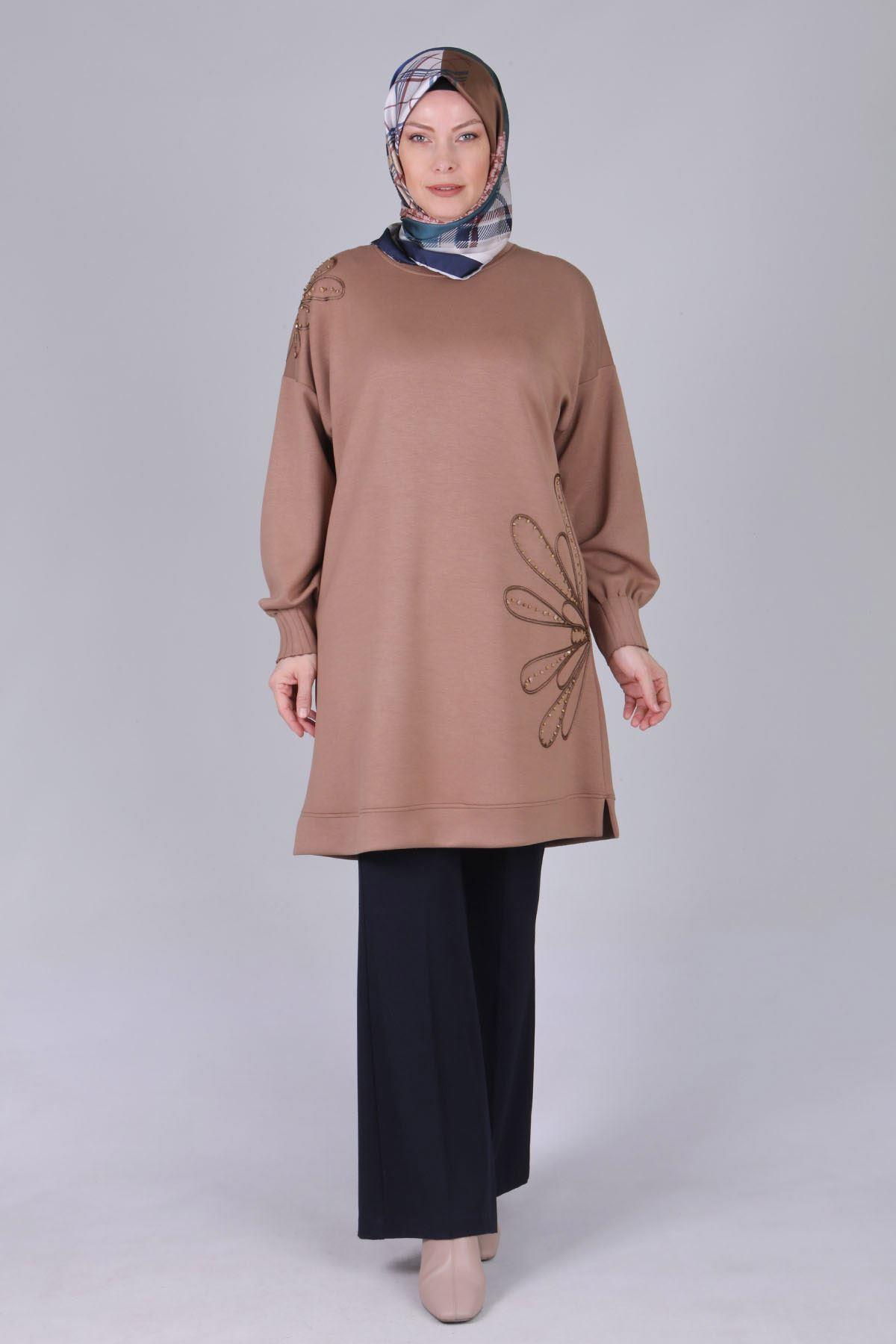 Büyük Beden Tunik Sütlü Kahve OTW20112