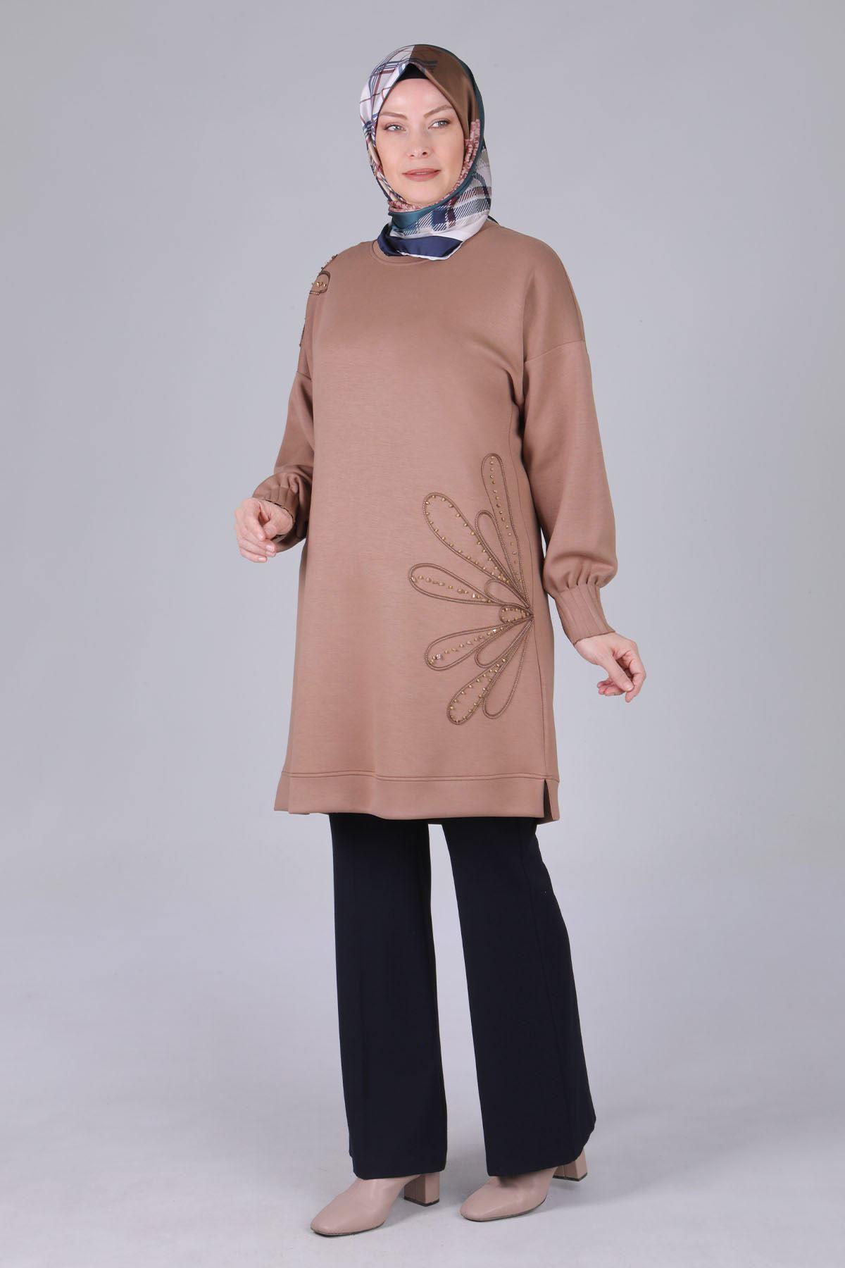 Büyük Beden Tunik Sütlü Kahve OTW20112