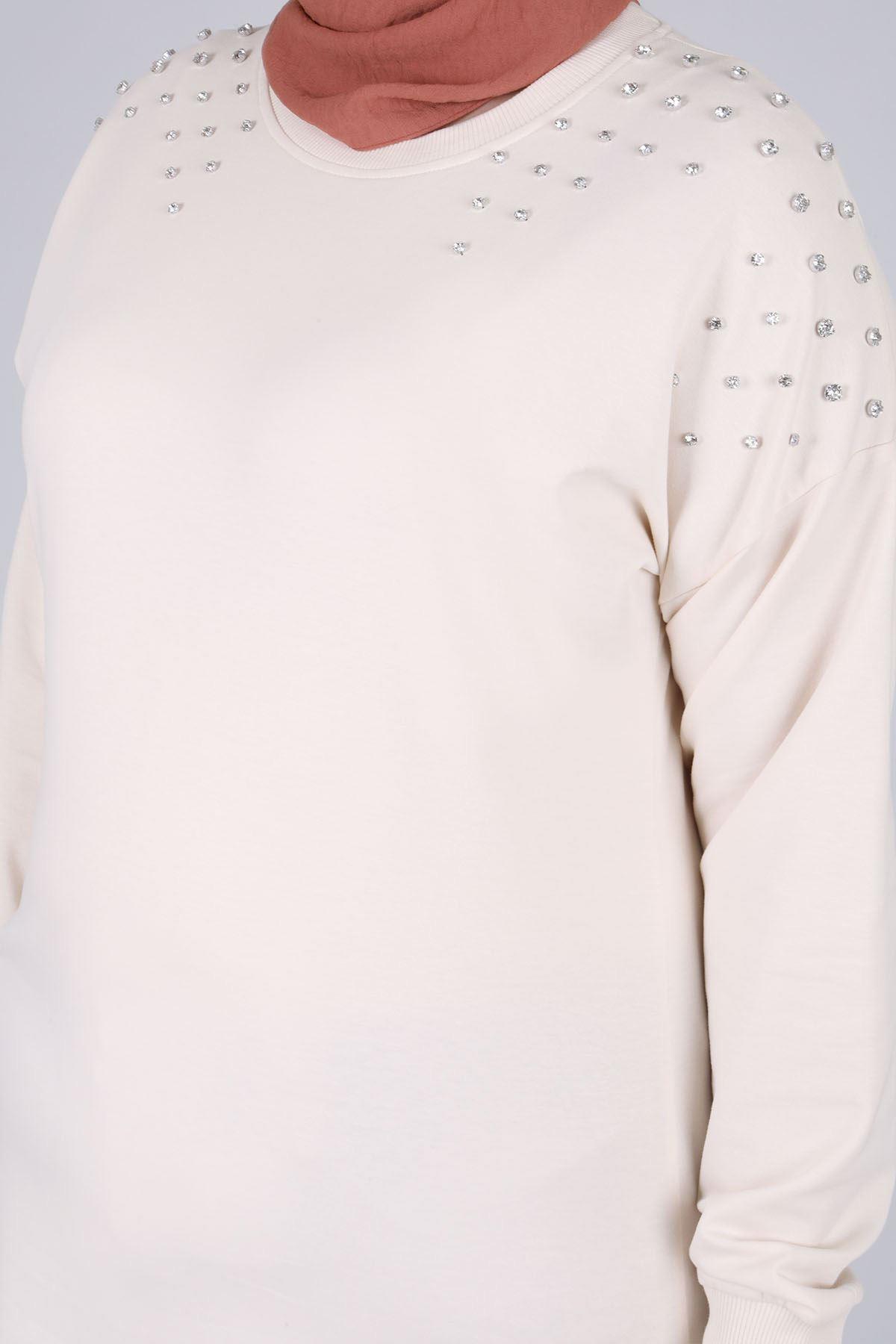 Büyük Beden Tunik Vanilya OTW2044