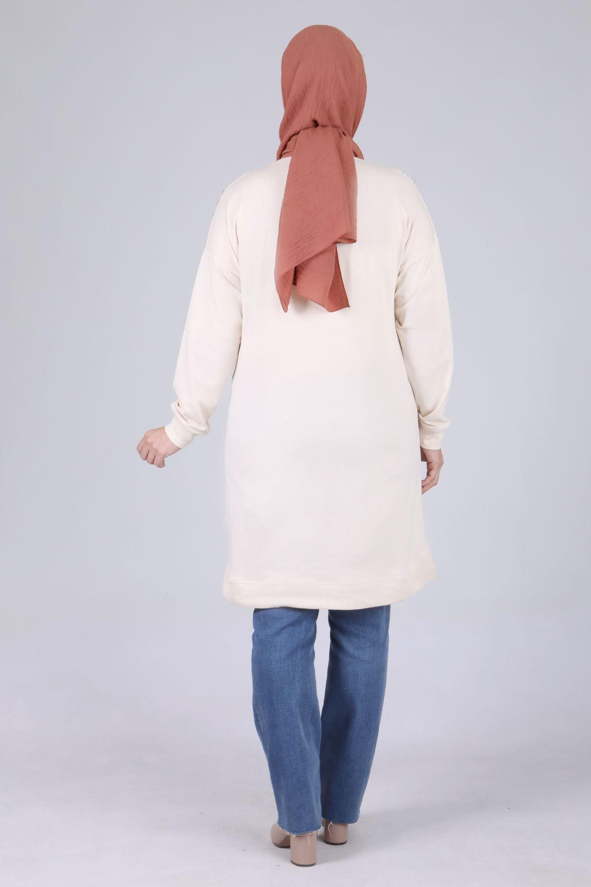 Büyük Beden Tunik Vanilya OTW2044