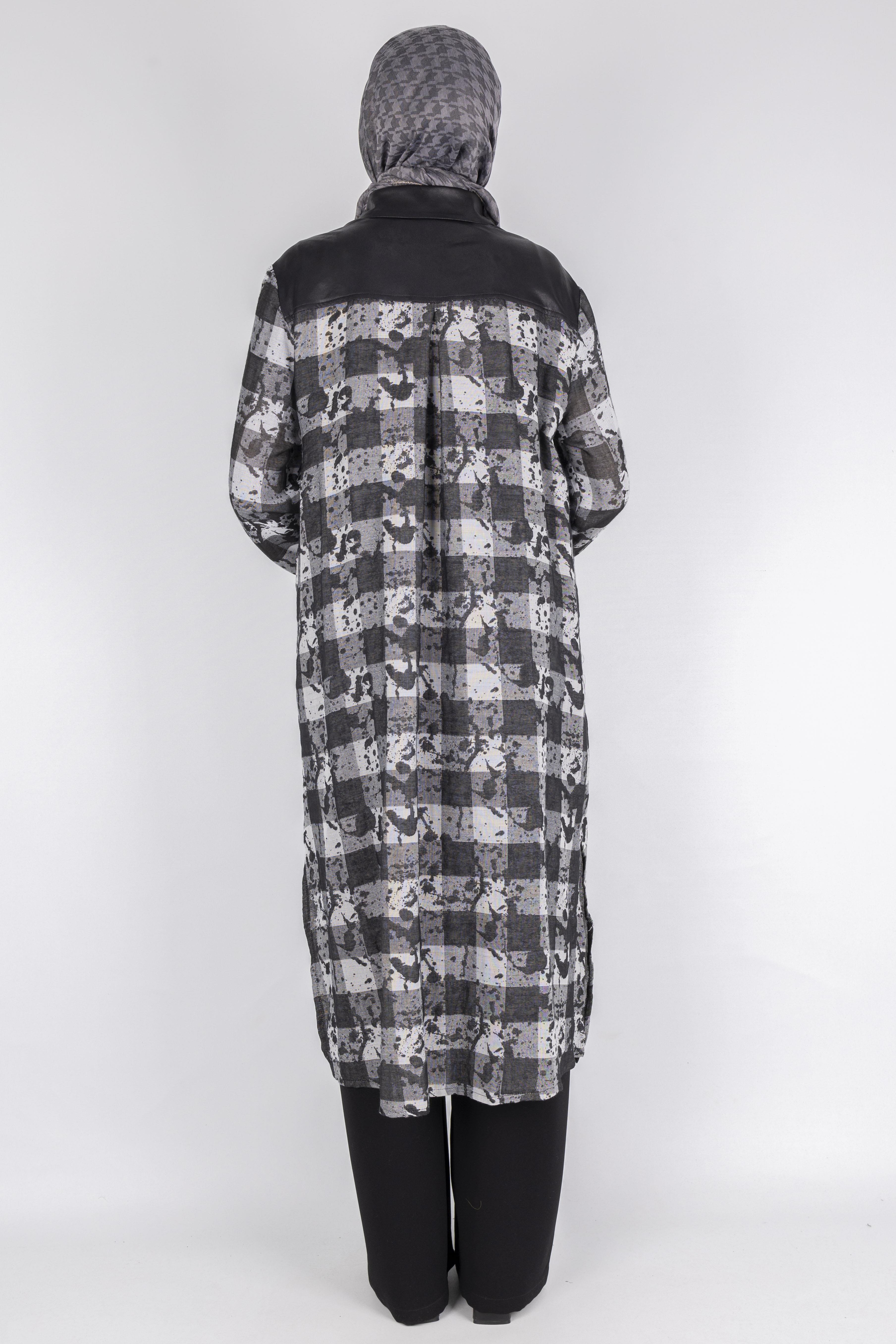 Büyük Beden Uzun Tunik Siyah OTW43401