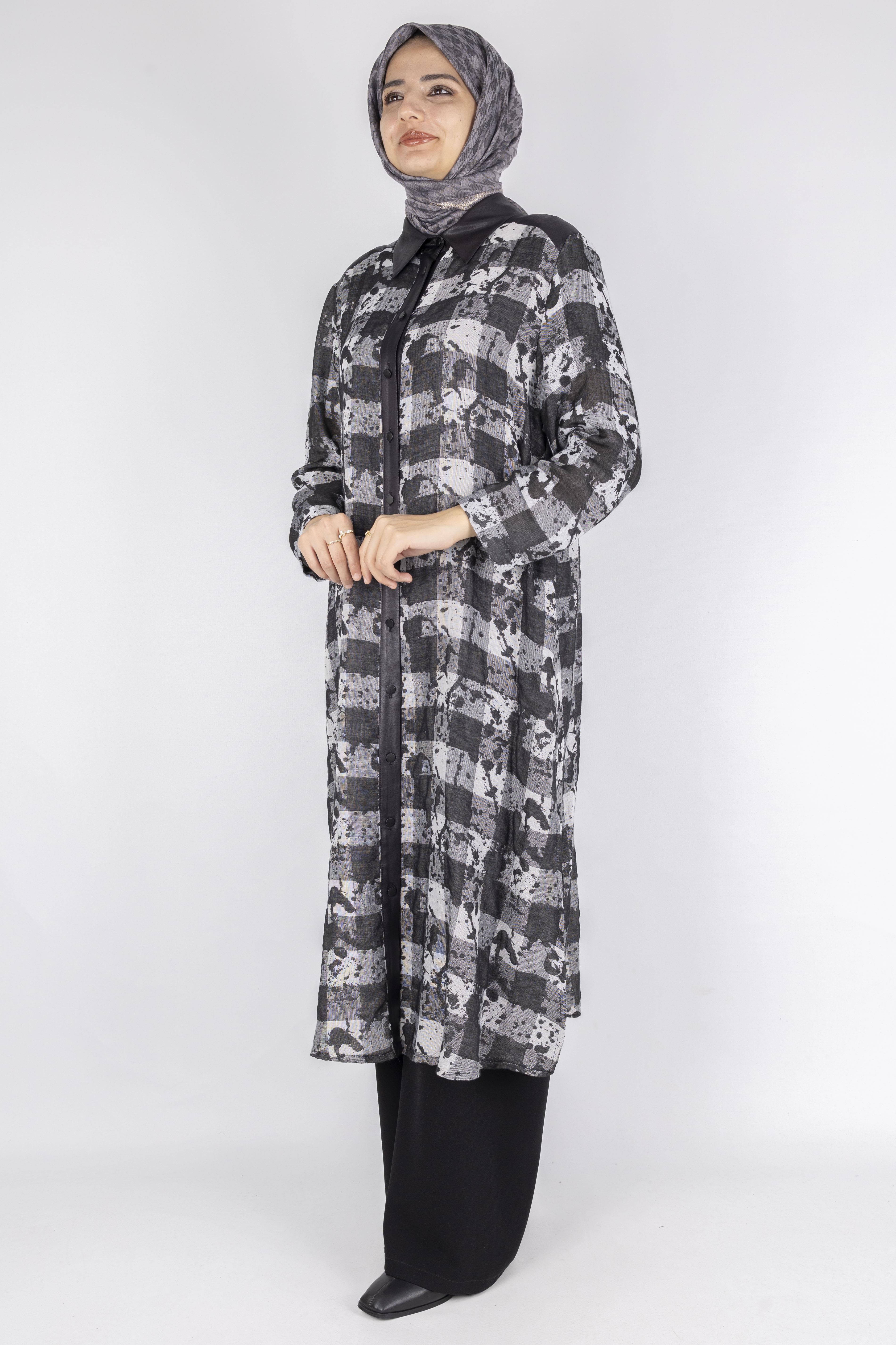 Büyük Beden Uzun Tunik Siyah OTW43401