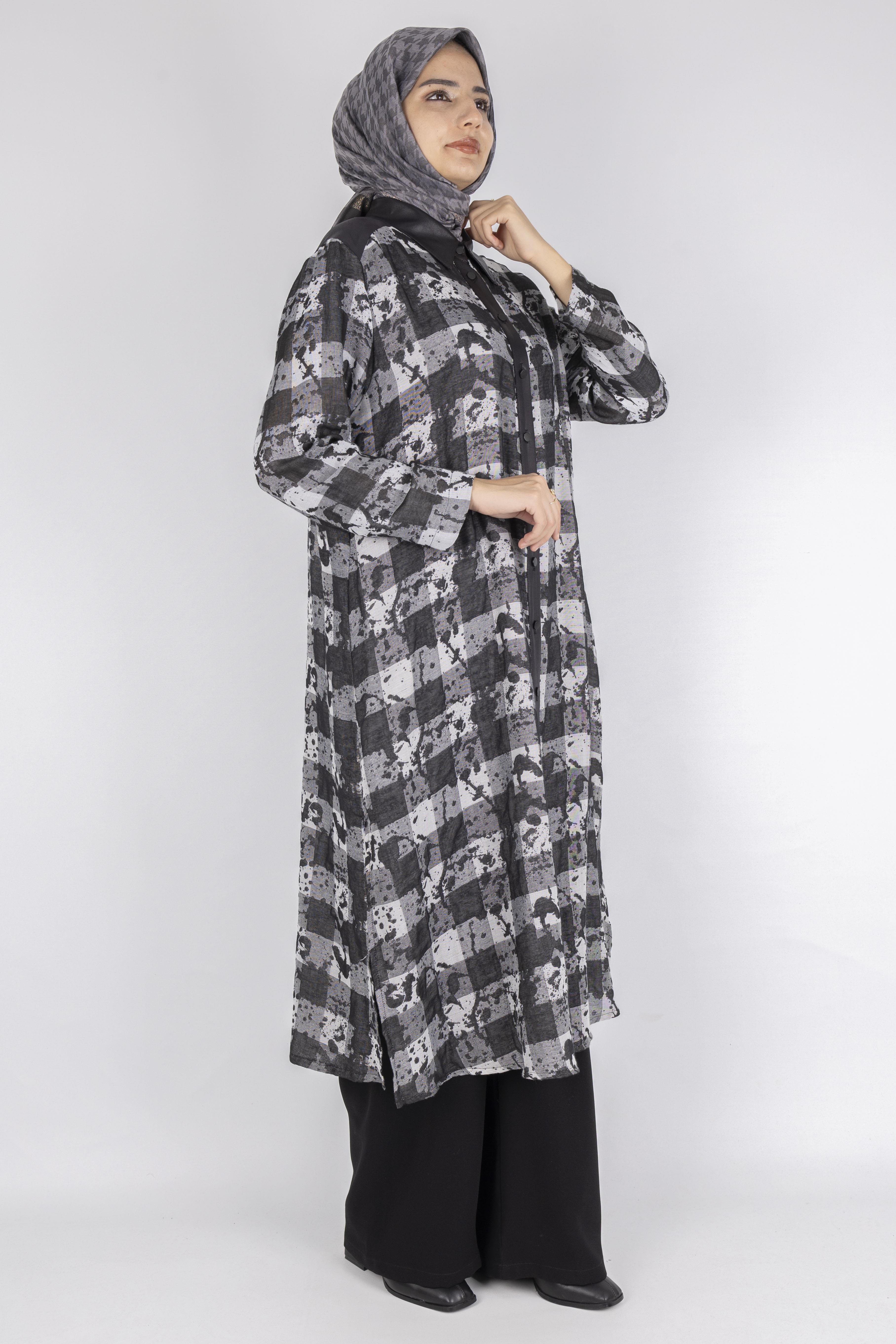 Büyük Beden Uzun Tunik Siyah OTW43401