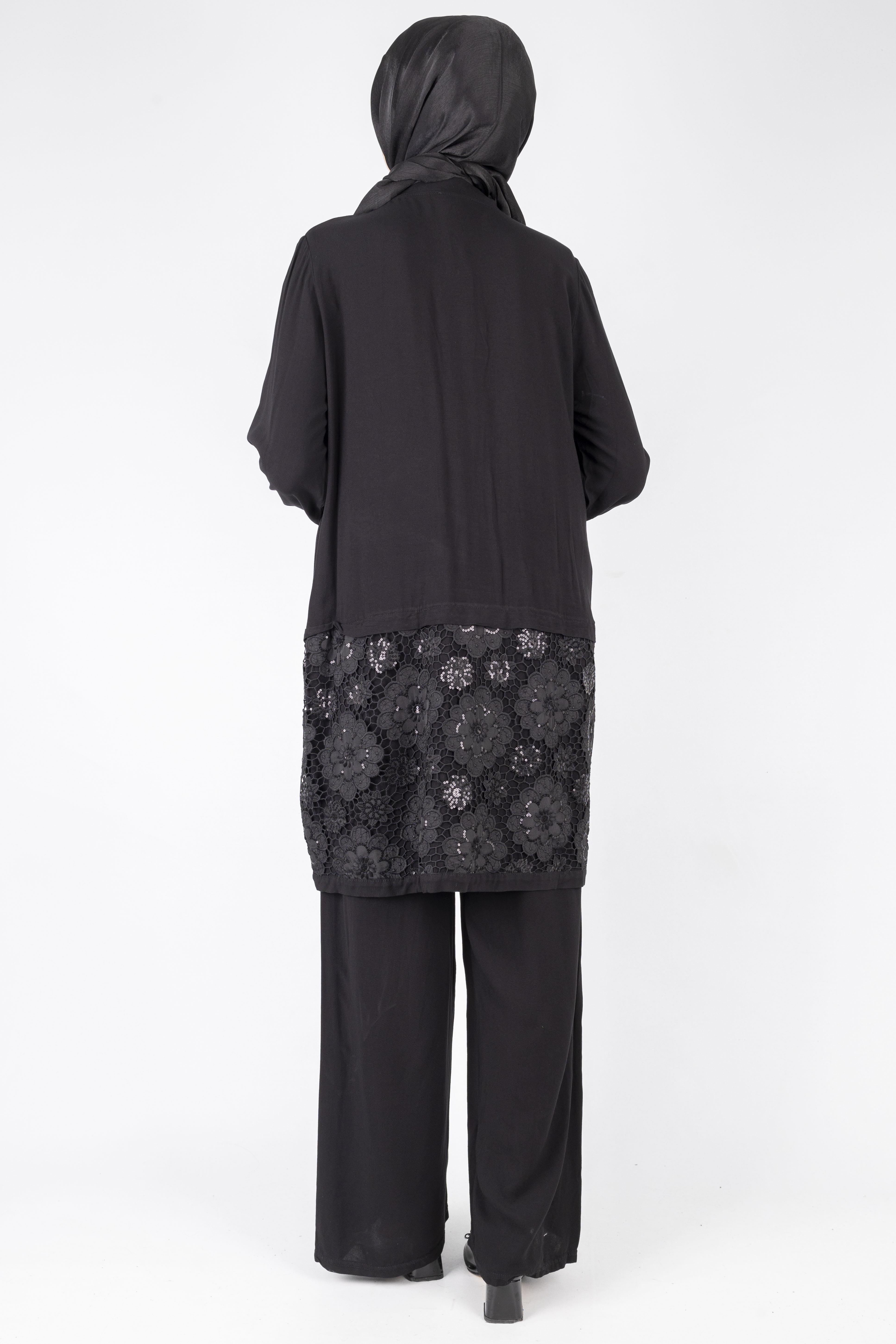 Büyük Beden Viskon Kumaş Spor Takım Siyah OTW497