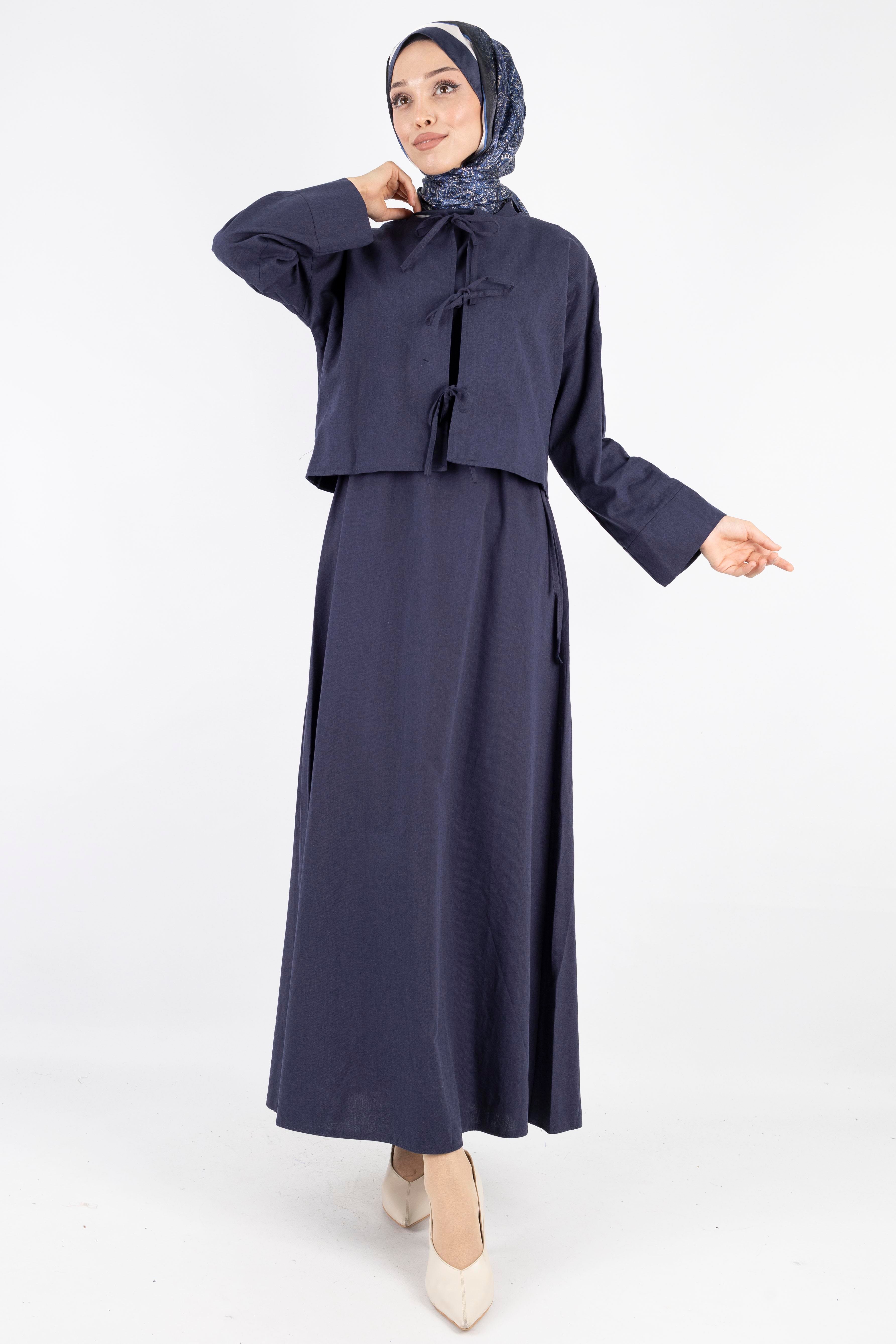 Ceketli Keten elbise Lacivert OTW8379