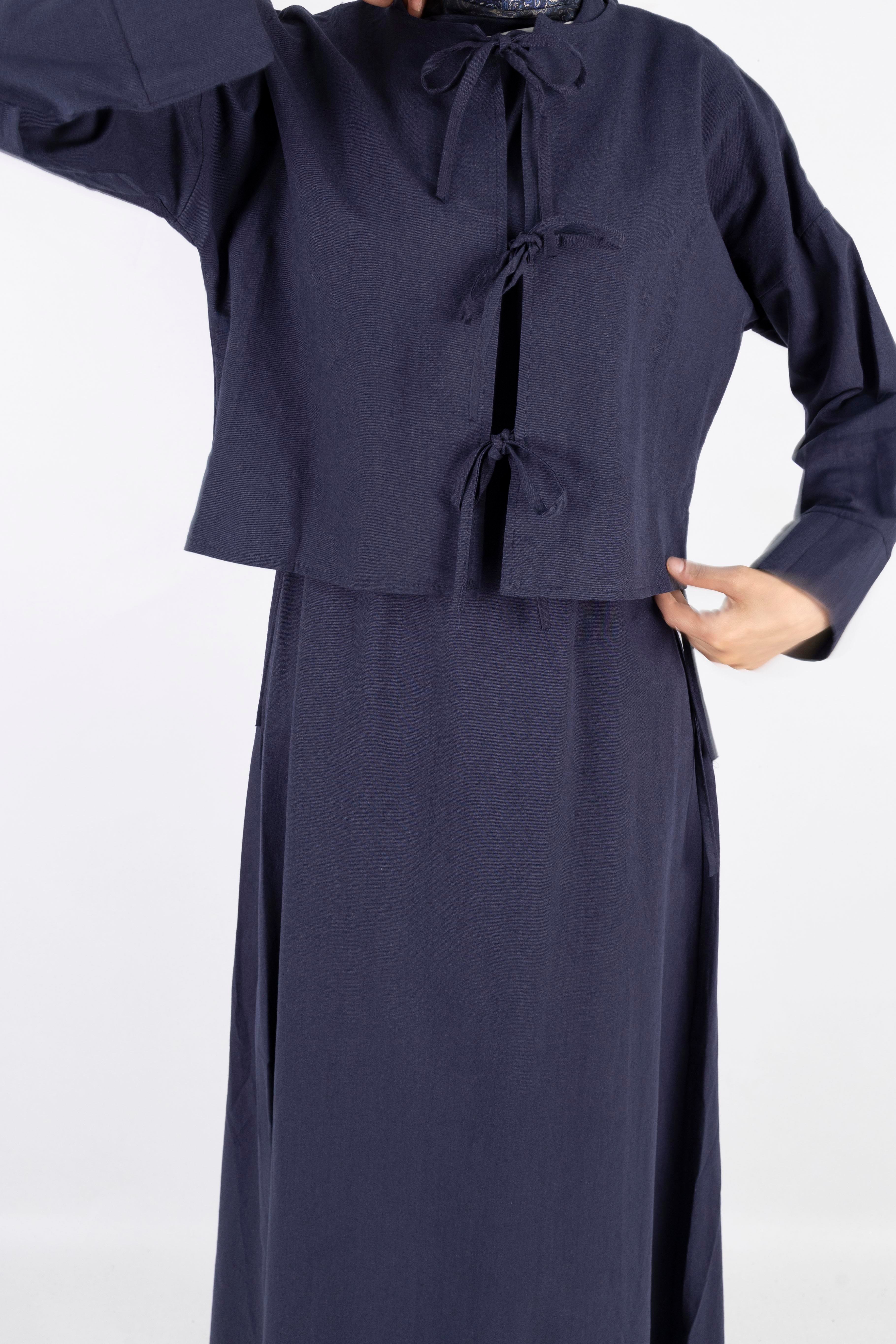 Ceketli Keten elbise Lacivert OTW8379