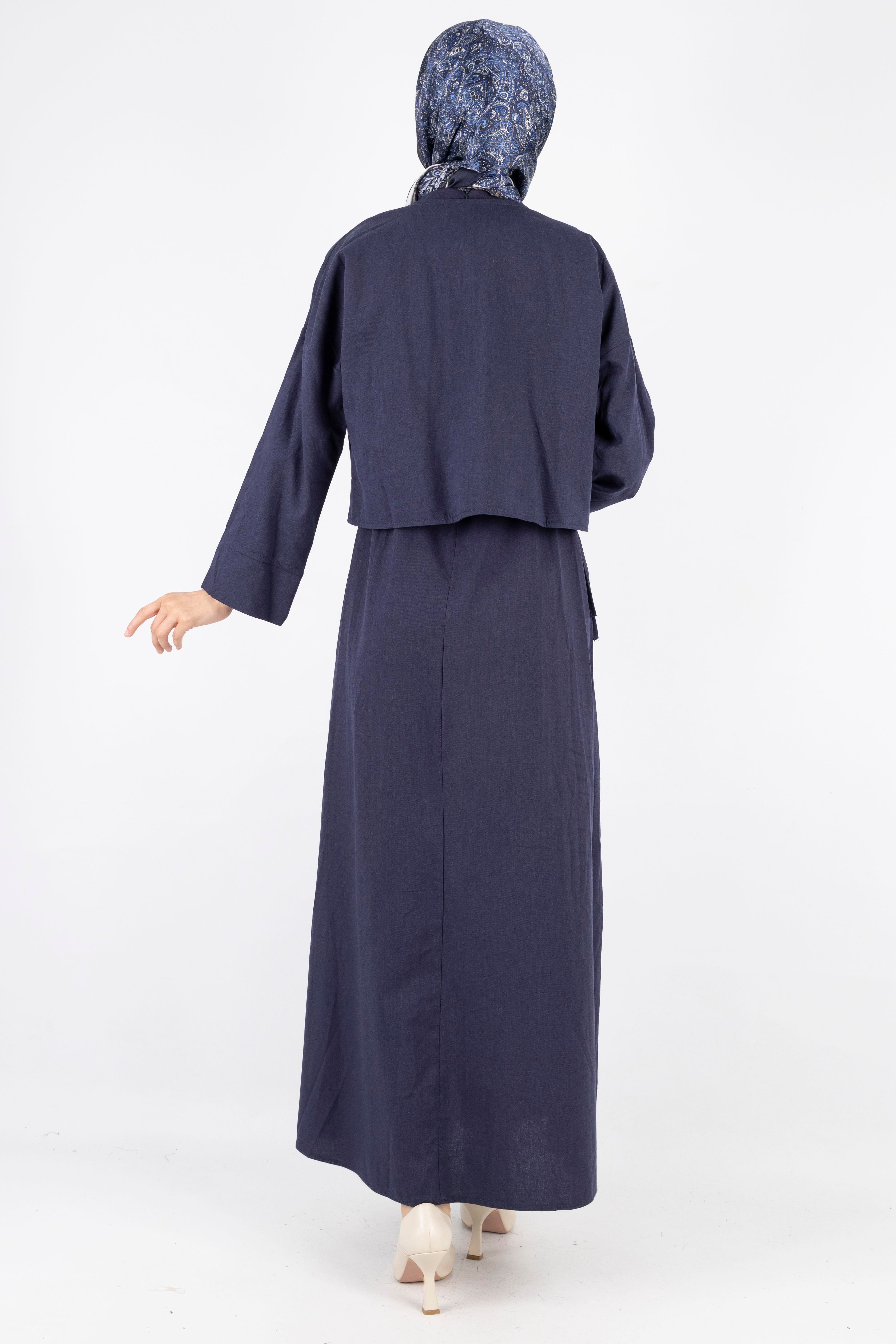 Ceketli Keten elbise Lacivert OTW8379