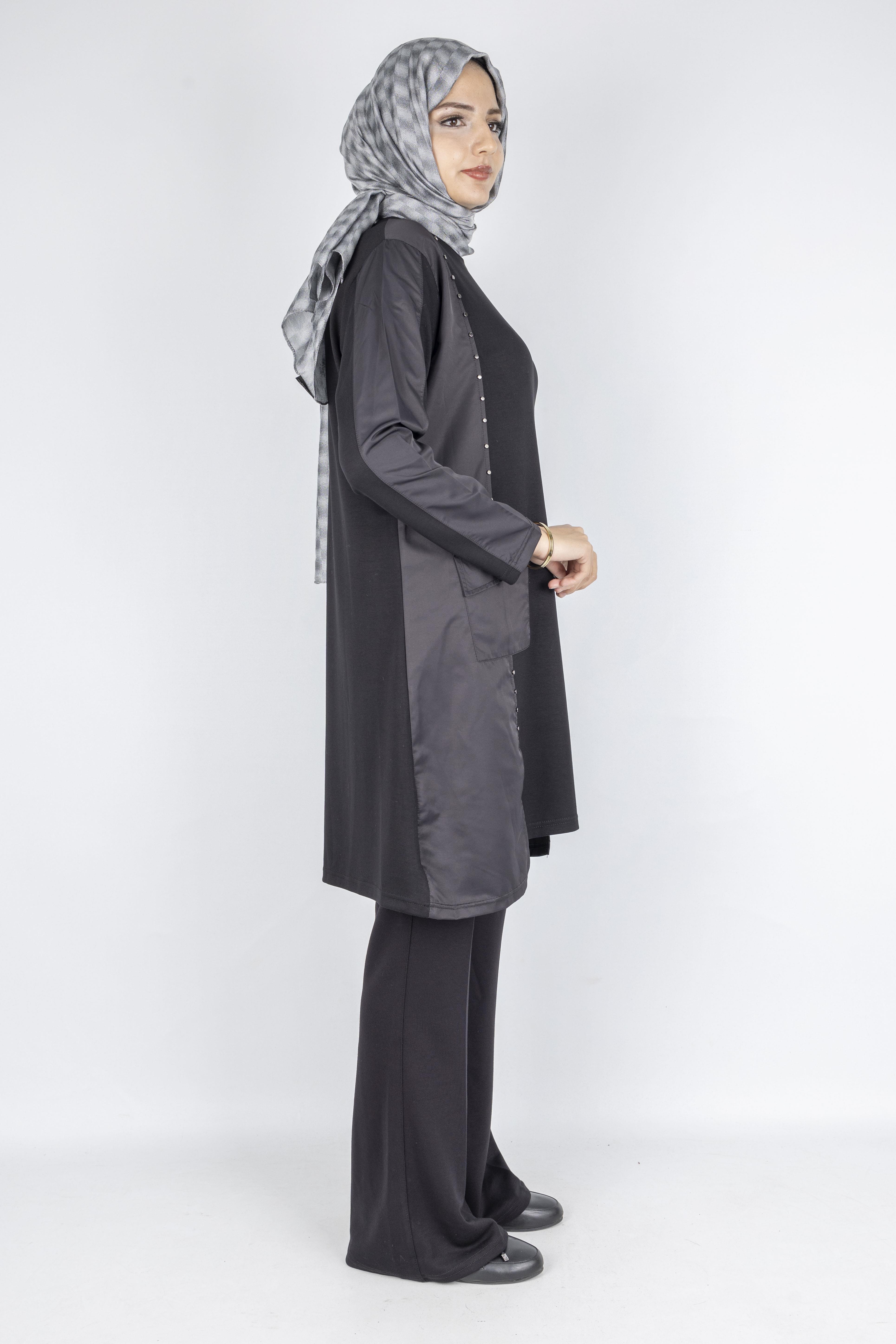 Cepli Zımba Detaylı Büyük Beden Oysho Tunik Siyah OTW317