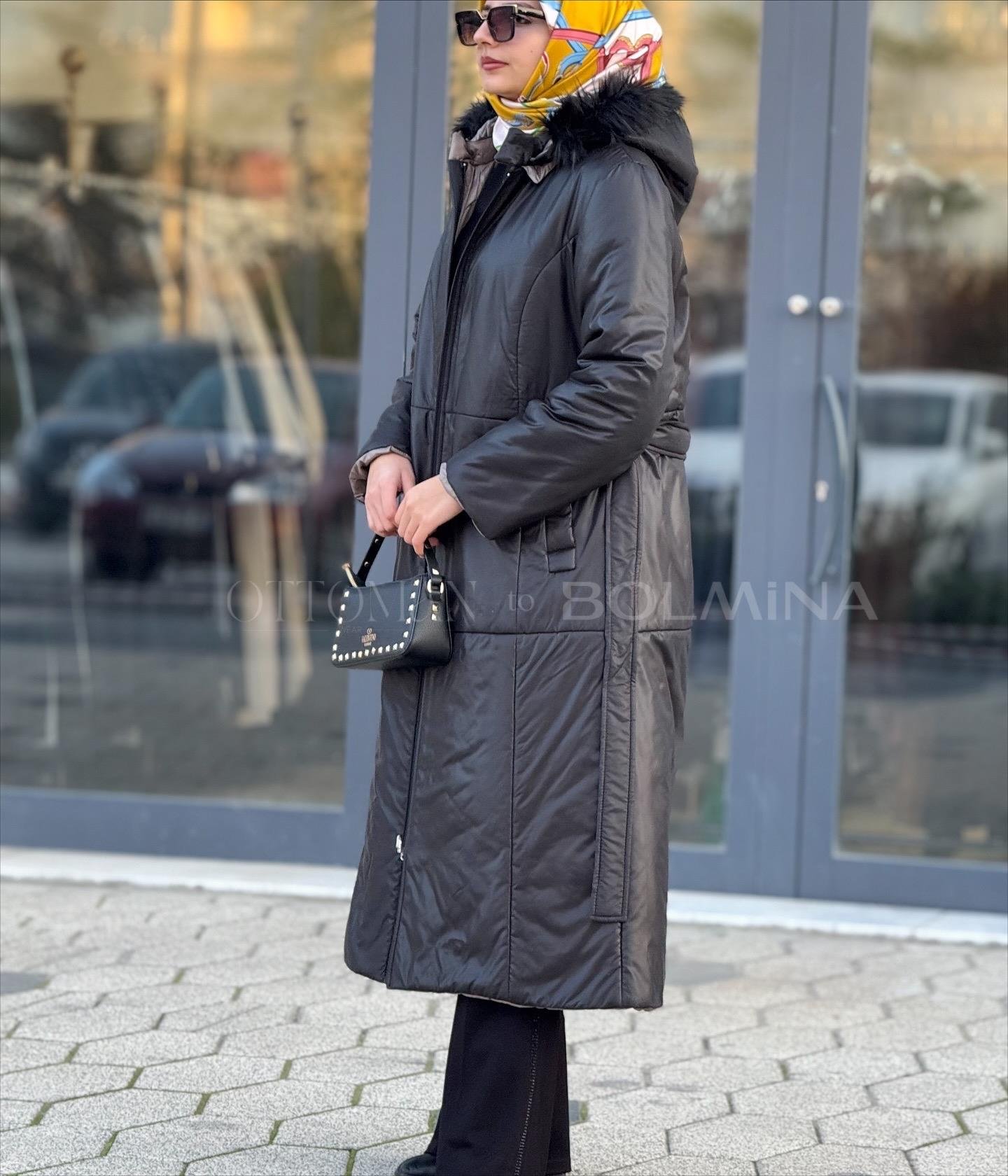 Çift Taraflı Şişme Mont Siyah OTW36250