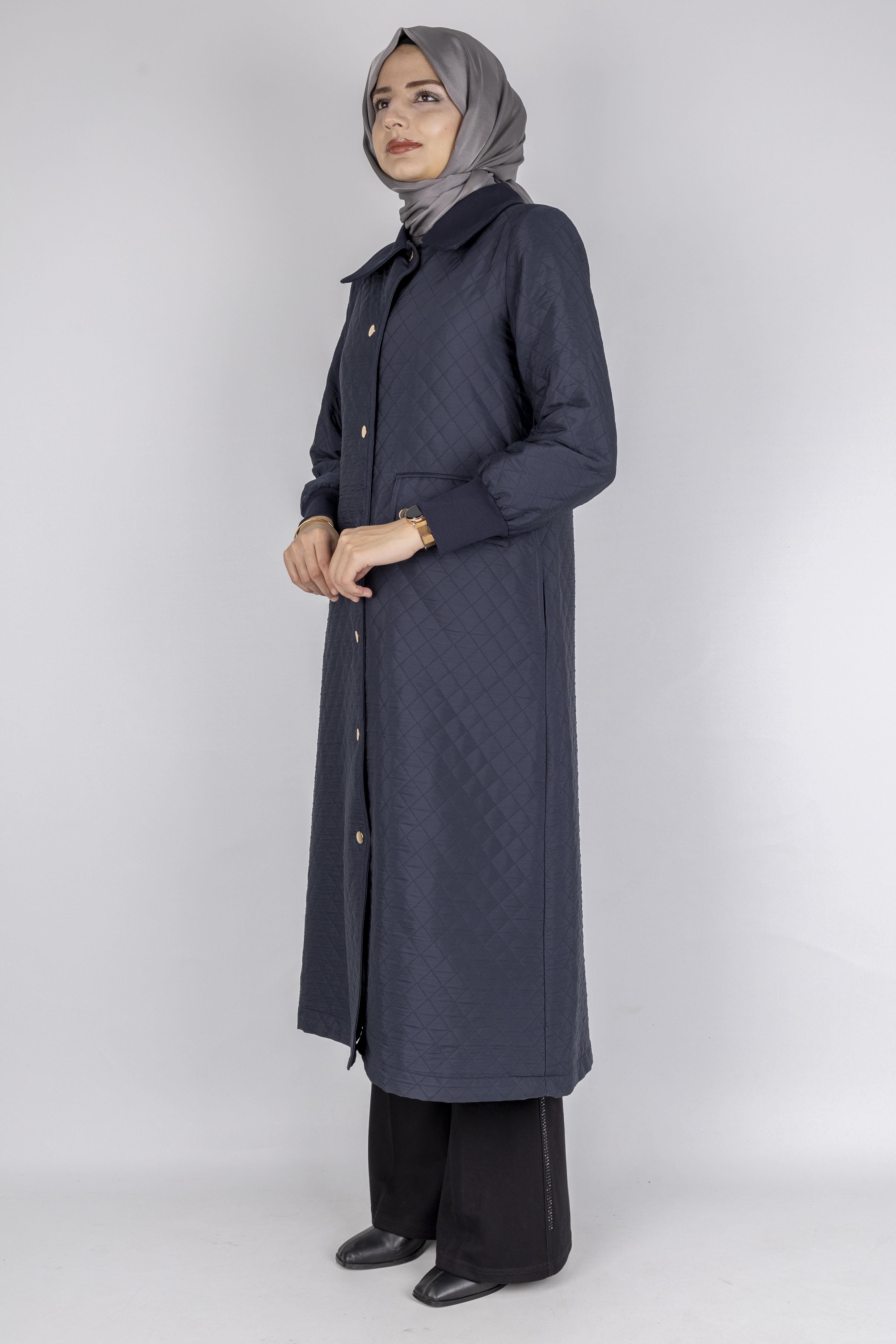 Çıtçıt Düğmeli Kapitone Tesettür Kap Lacivert OTW36297