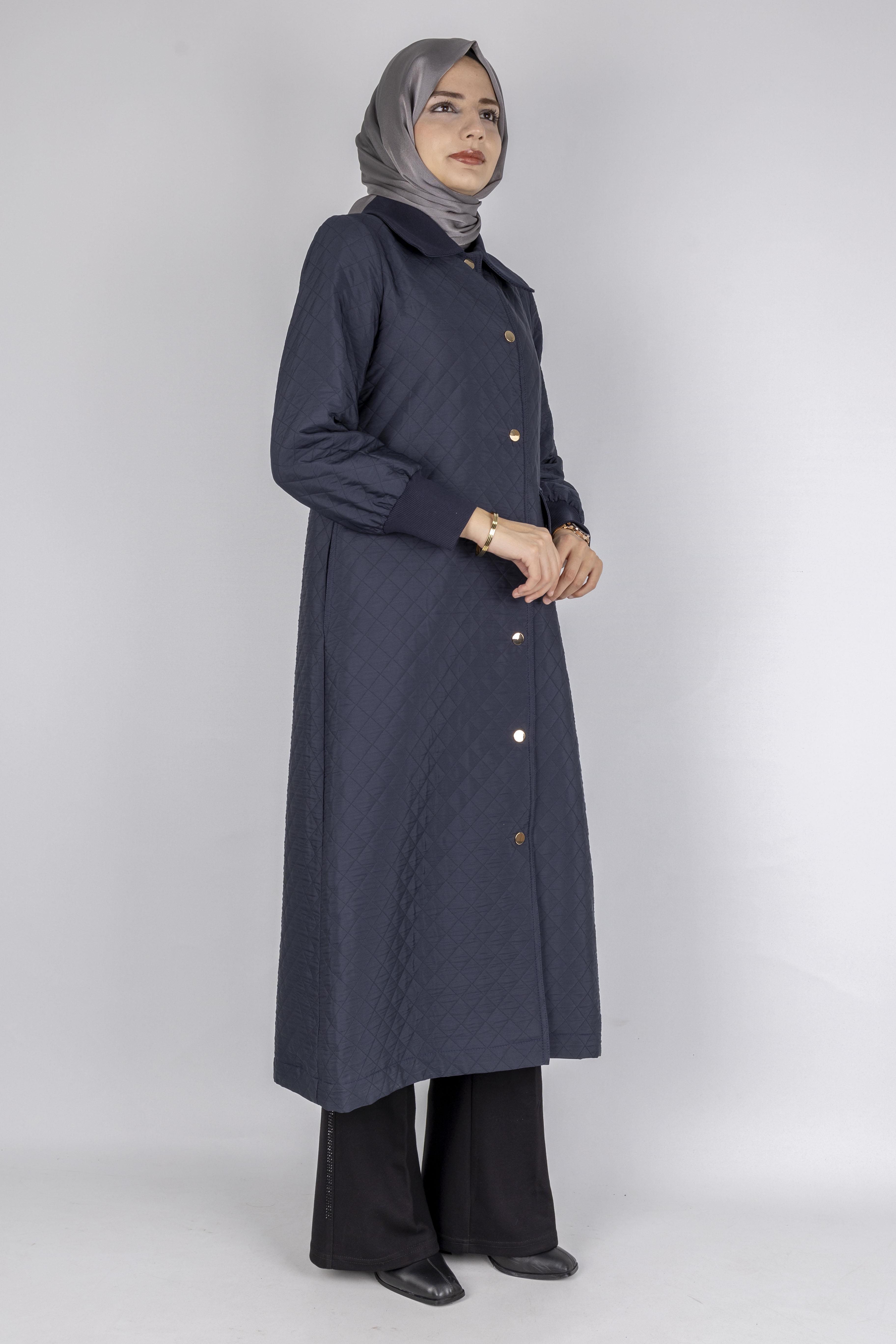 Çıtçıt Düğmeli Kapitone Tesettür Kap Lacivert OTW36297