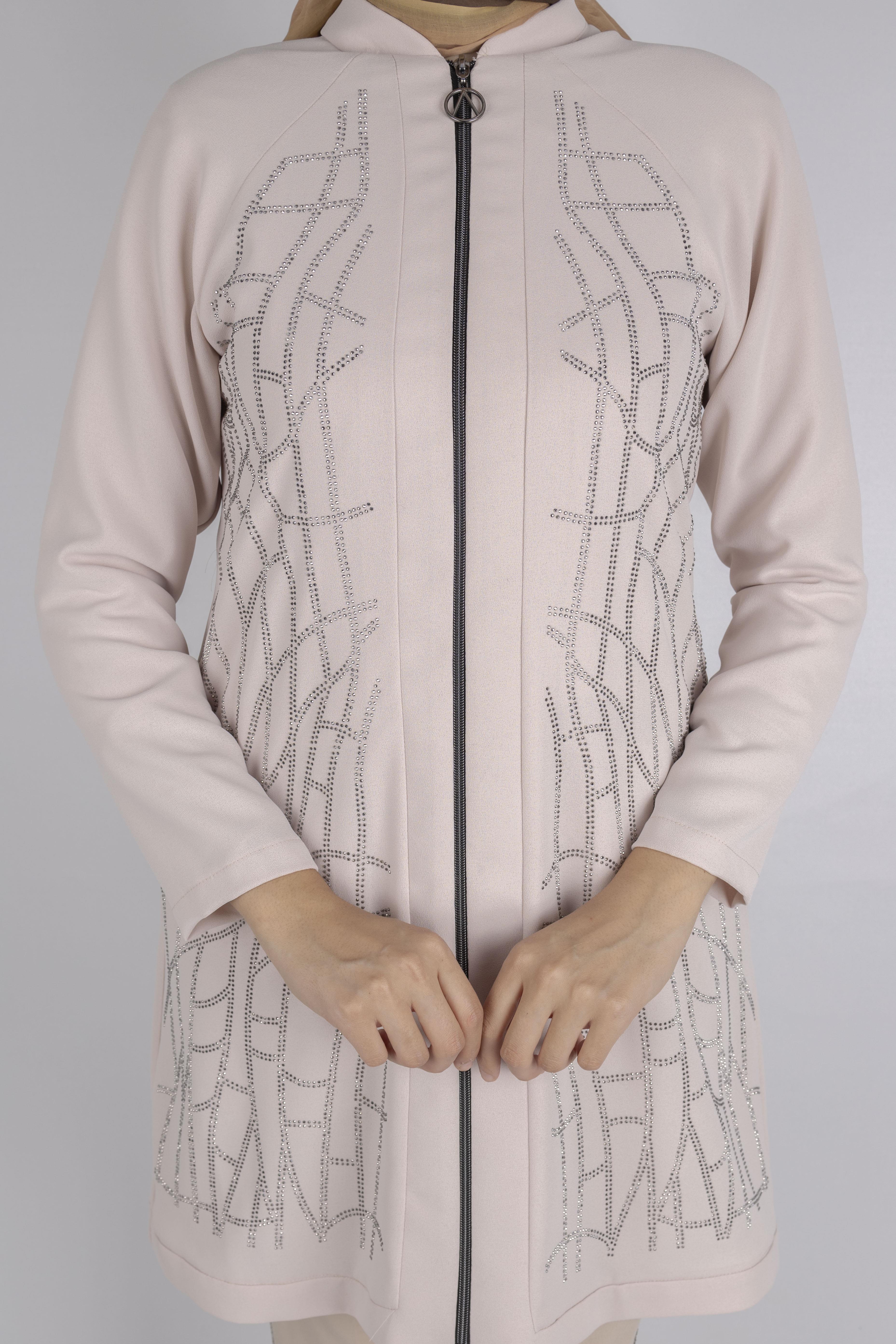 Çizgisel Taş Desenli krep kumaş ceket Taş OTW2160