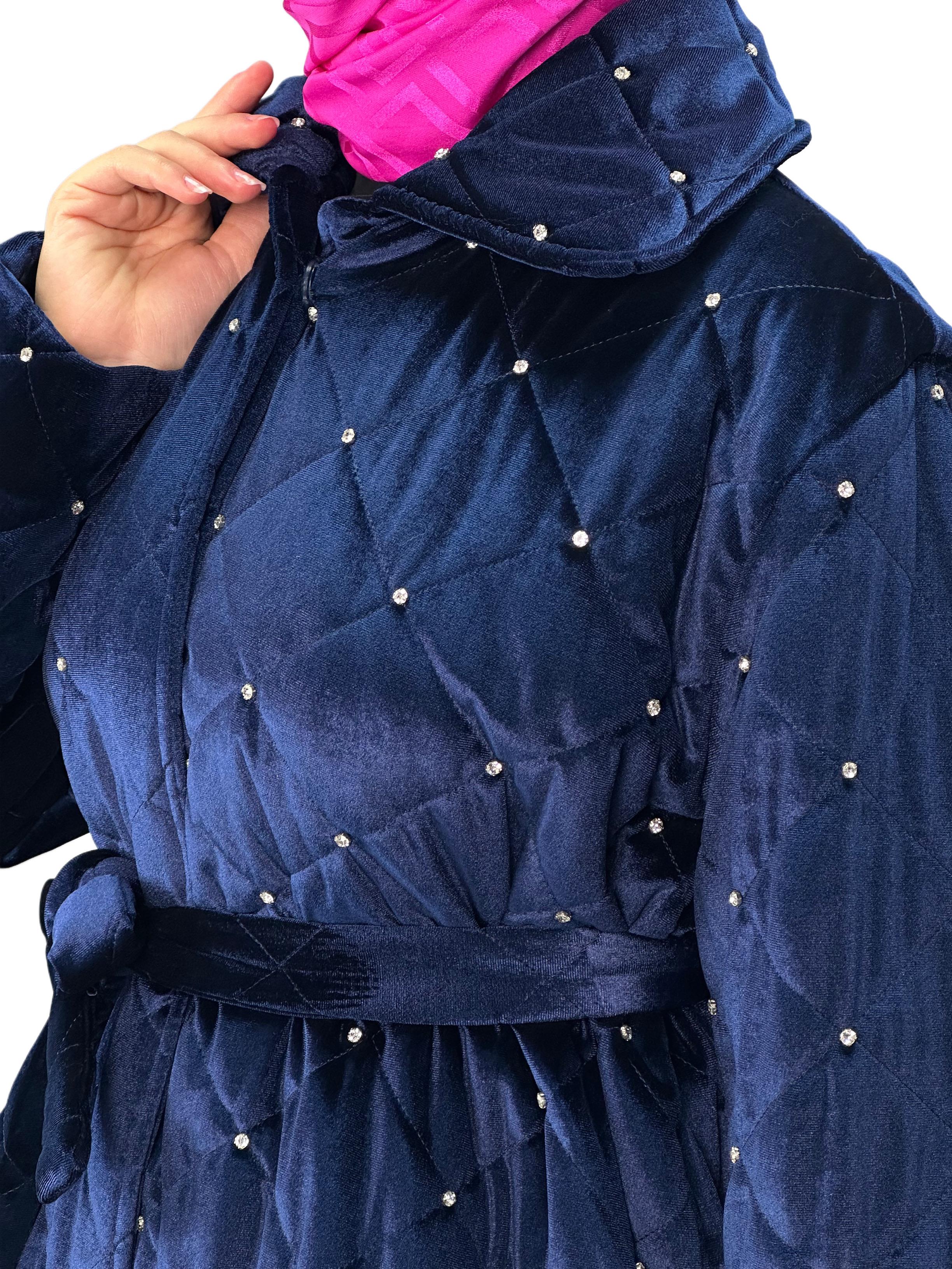 Damla Taş Baskılı Mont Lacivert OTW9311