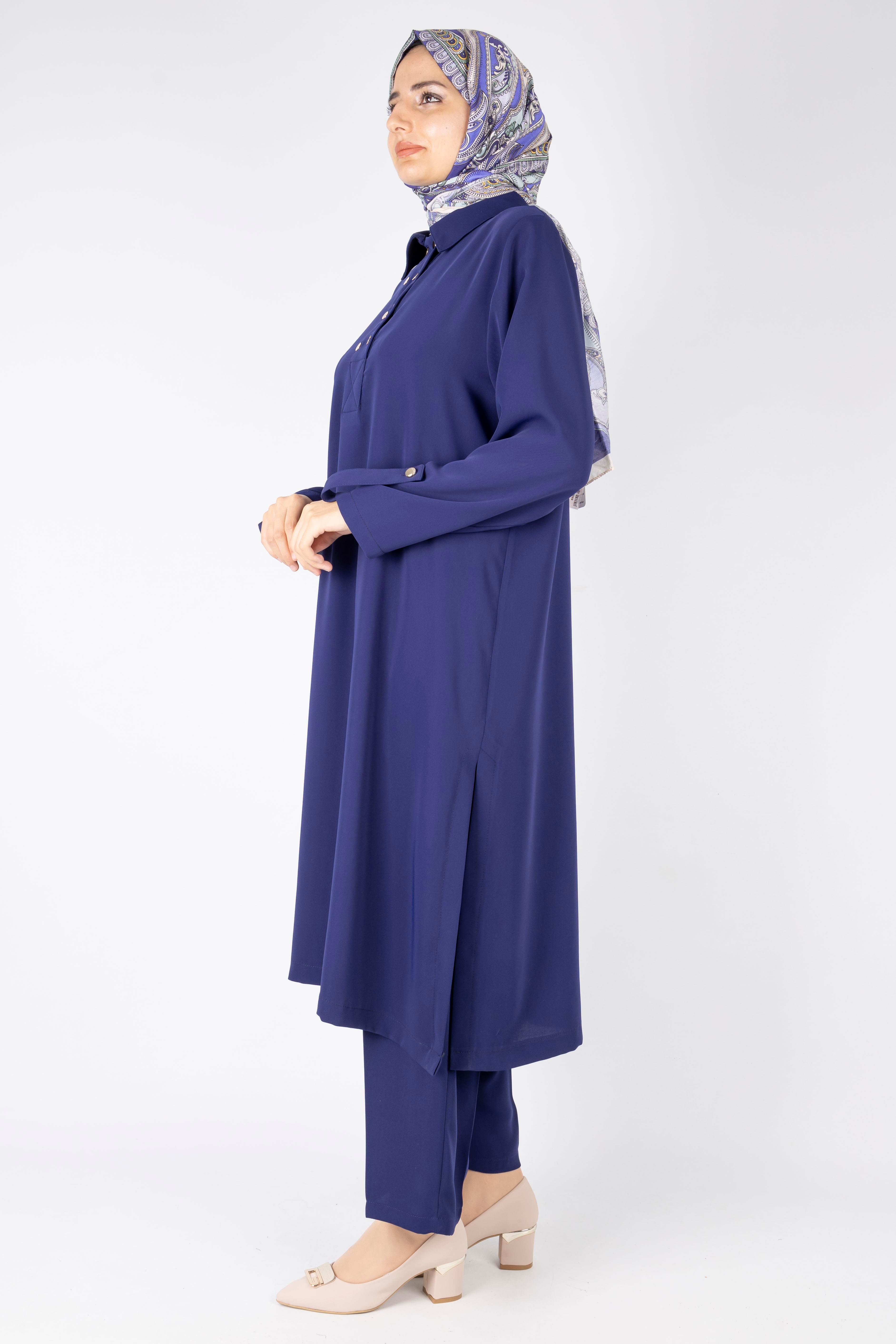 Düğme Detaylı Tunik Pantolon Takım Lacivert OTW2188