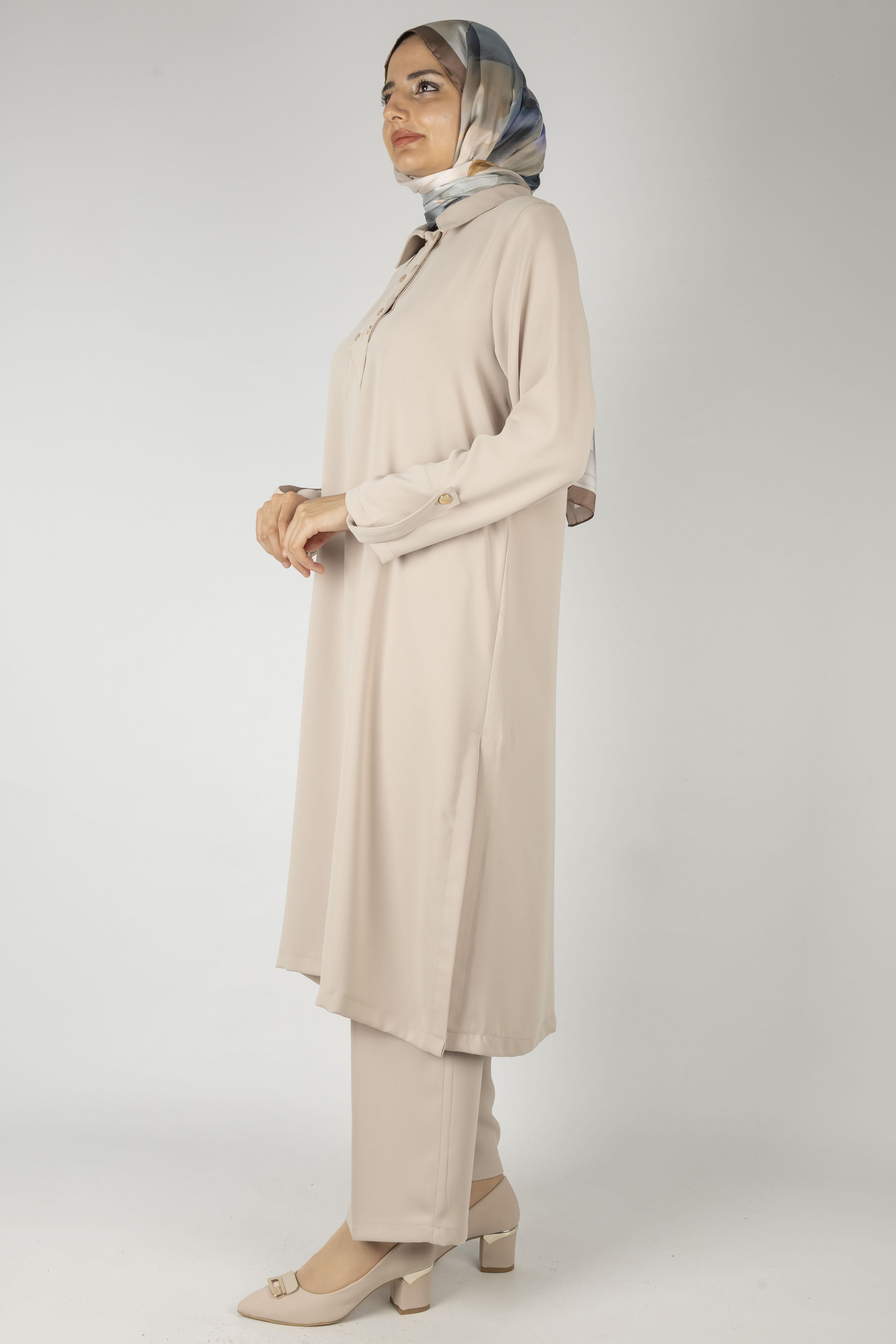 Düğme Detaylı Tunik Pantolon Takım Taş OTW2188