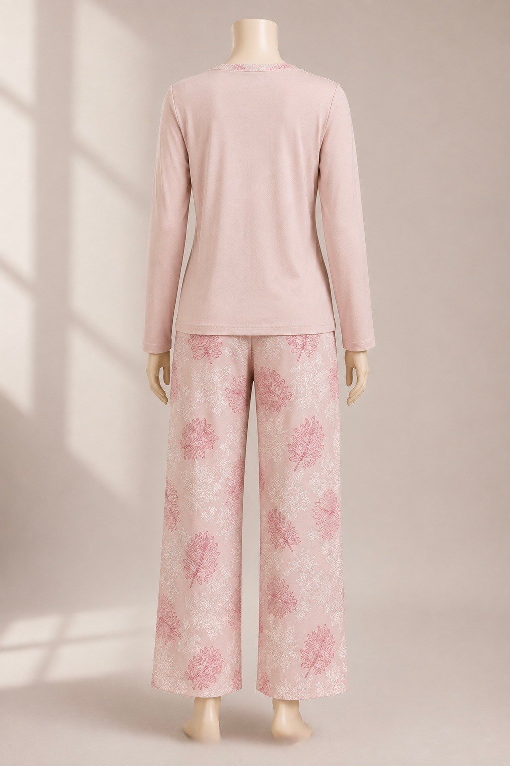 Düğme Detaylı Uzun Kollu Pijama Takımı Pembe OTW1468