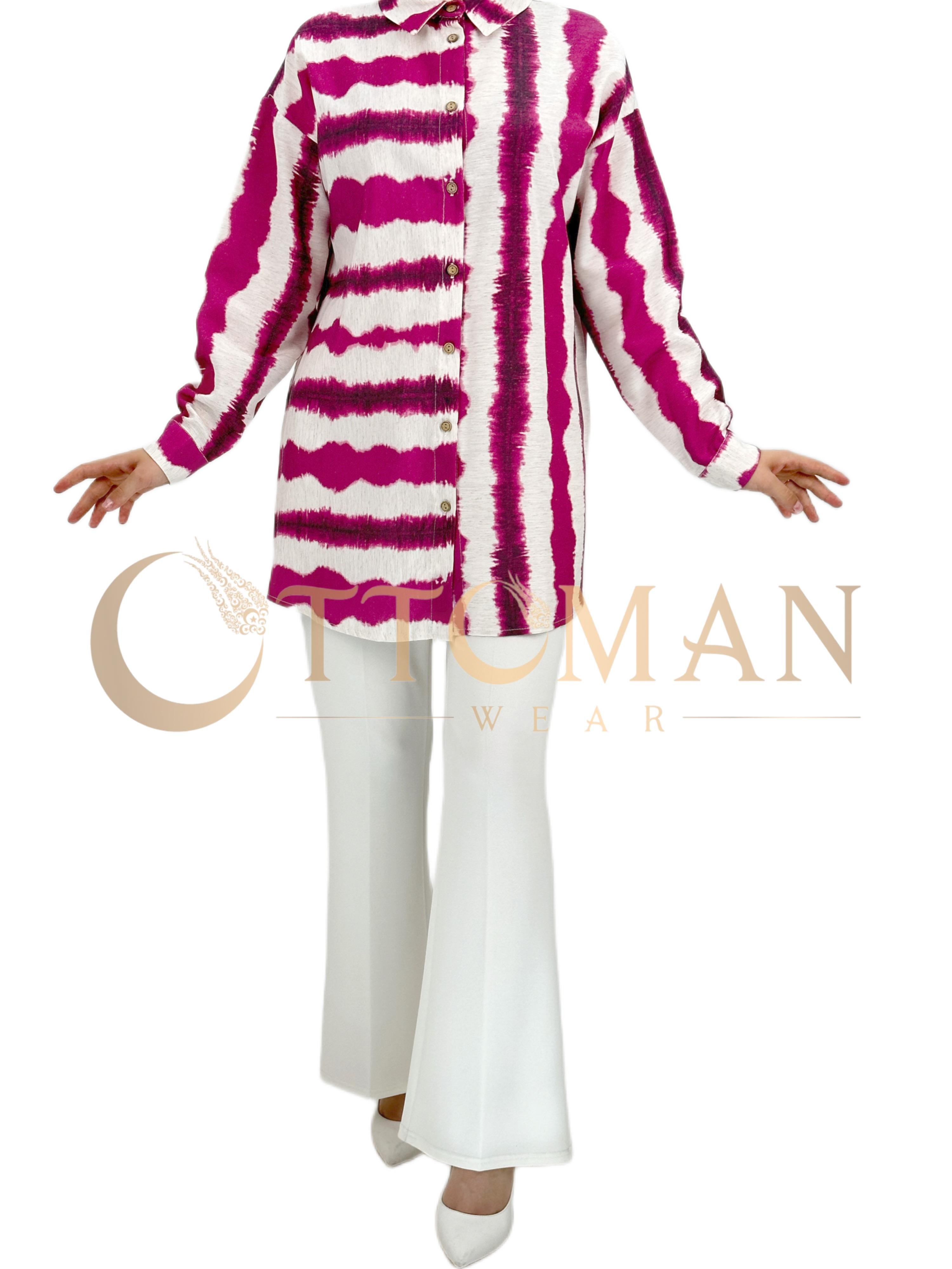Düğmeli Tunik Pembe OTW2867