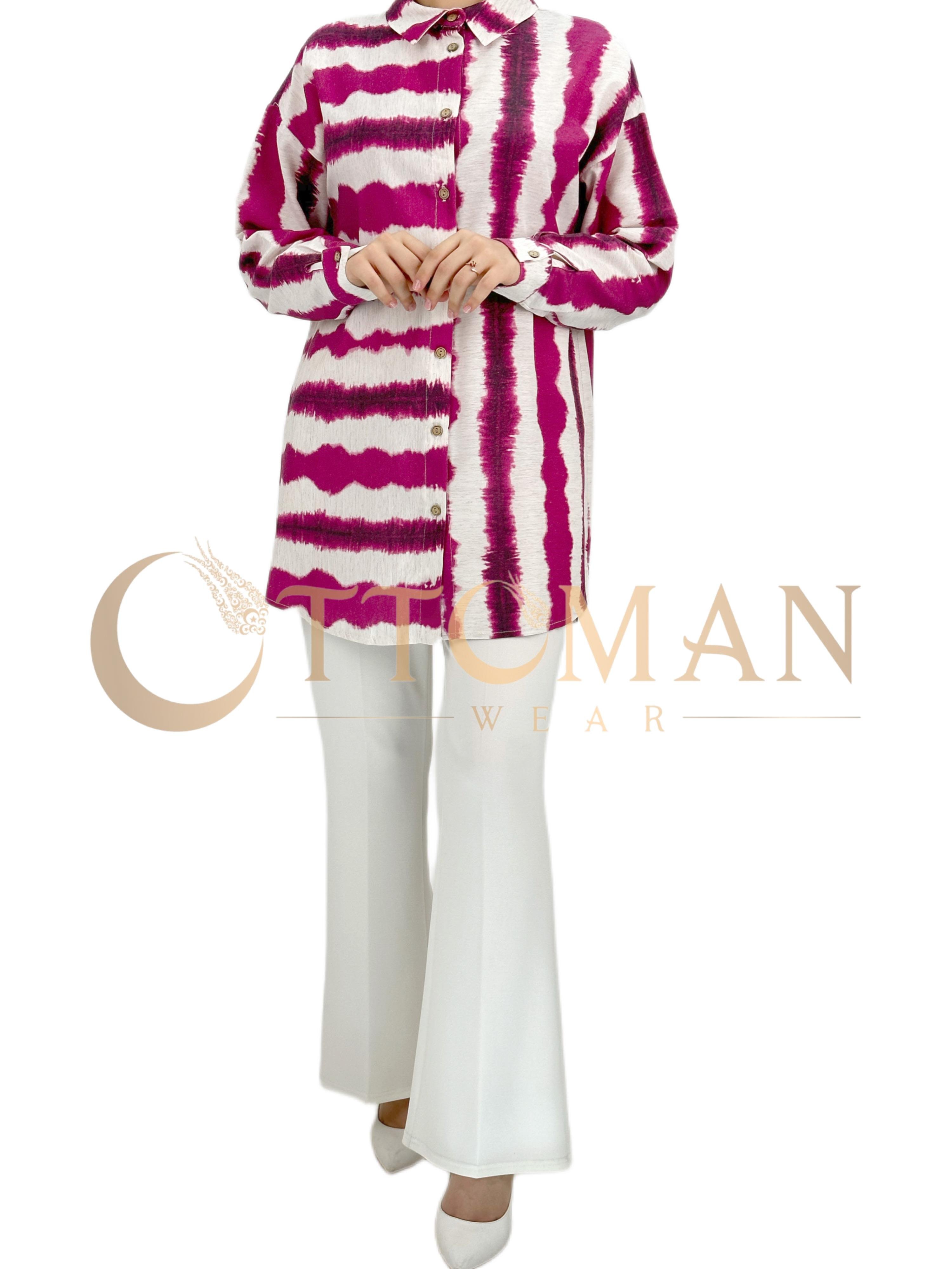 Düğmeli Tunik Pembe OTW2867