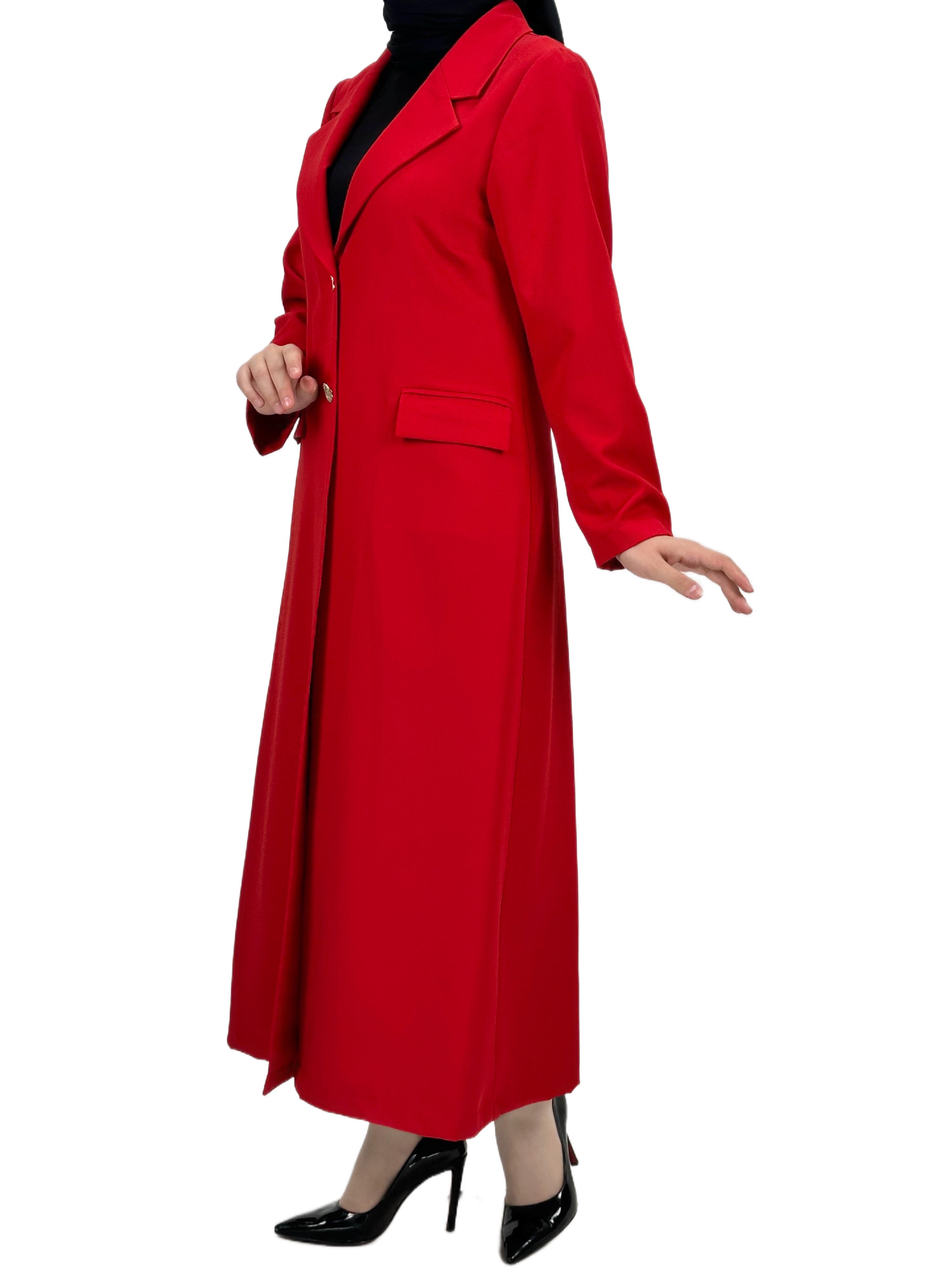Düğmeli Uzun Blazer Ceket Kırmızı OTW3226