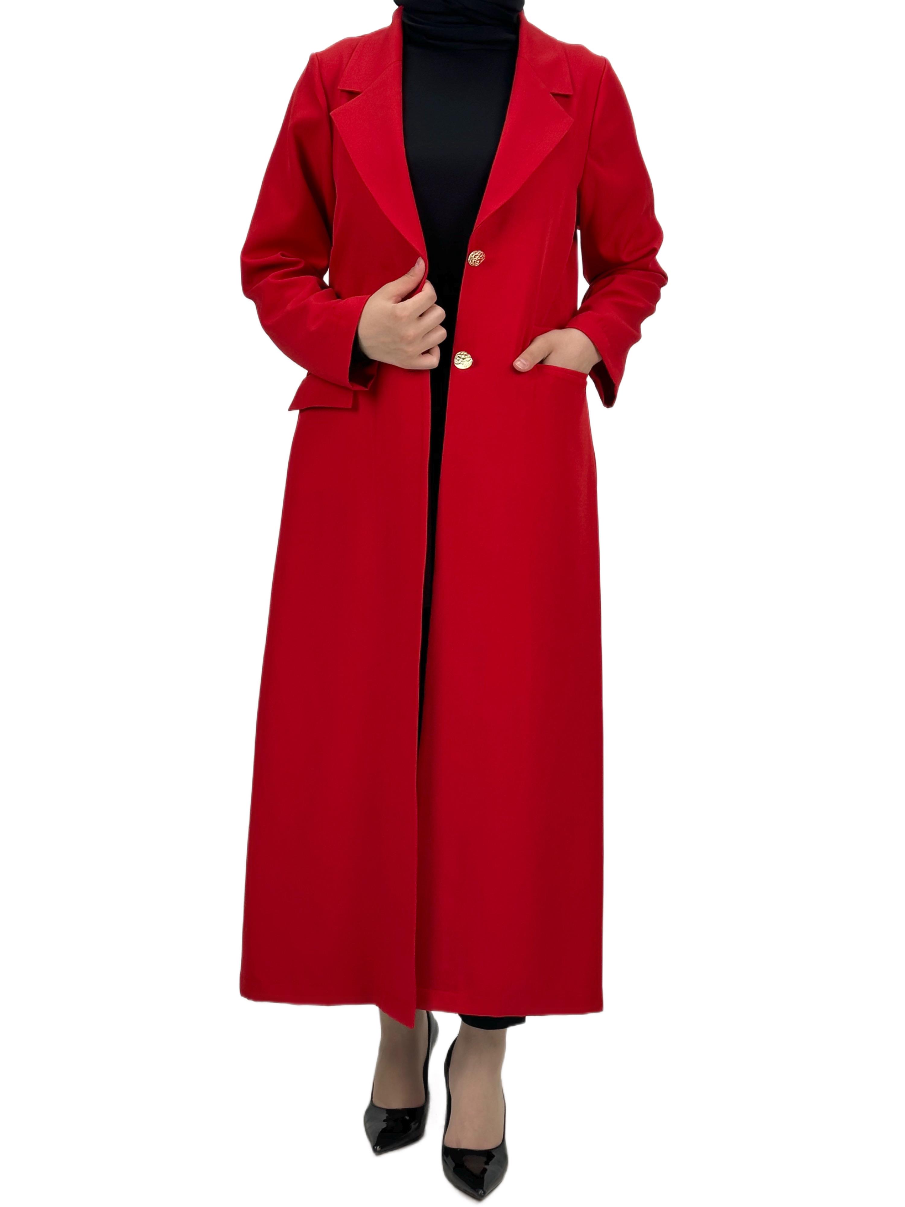 Düğmeli Uzun Blazer Ceket Kırmızı OTW3226