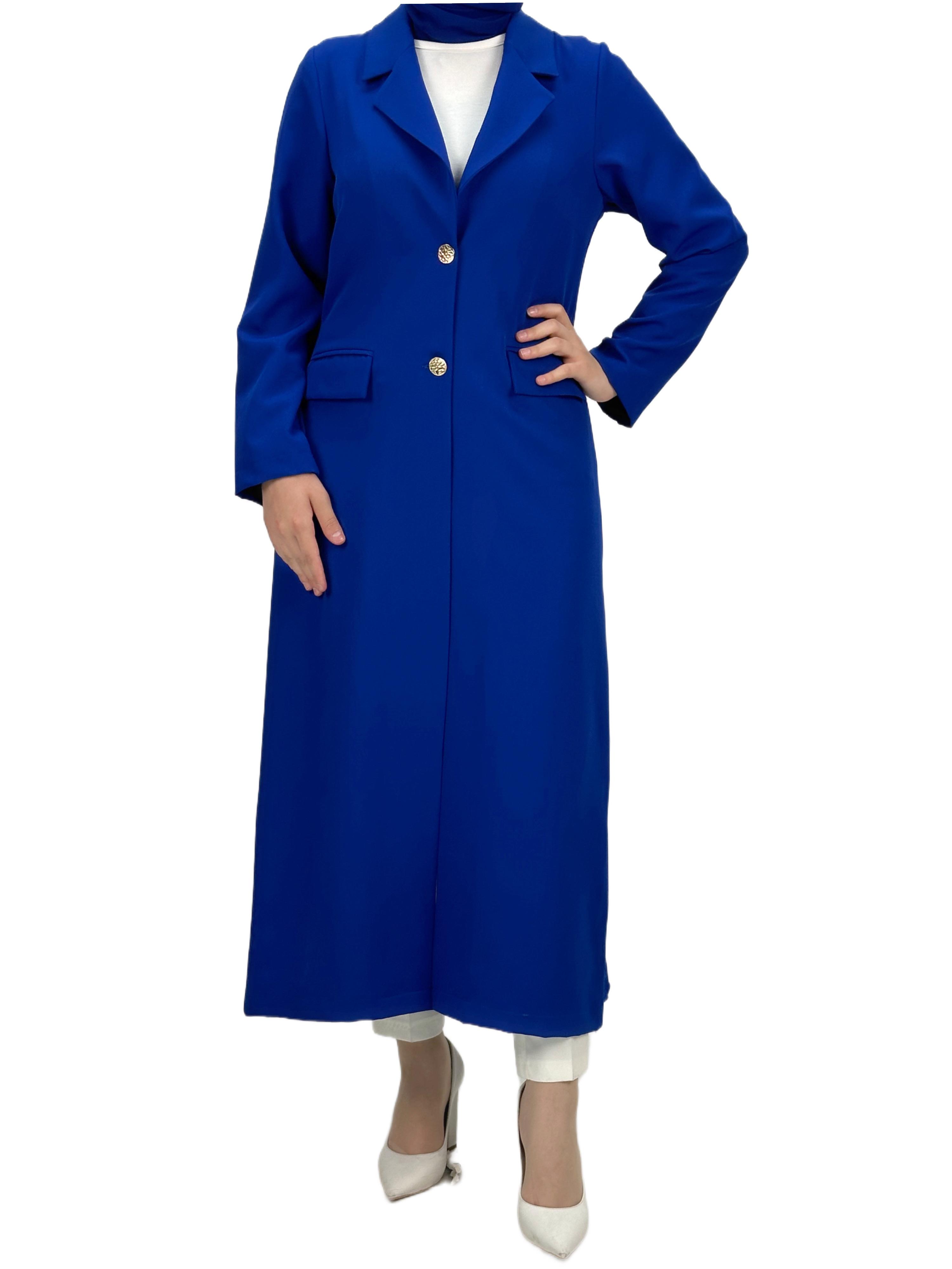 Düğmeli Uzun Blazer Ceket Saks OTW3226